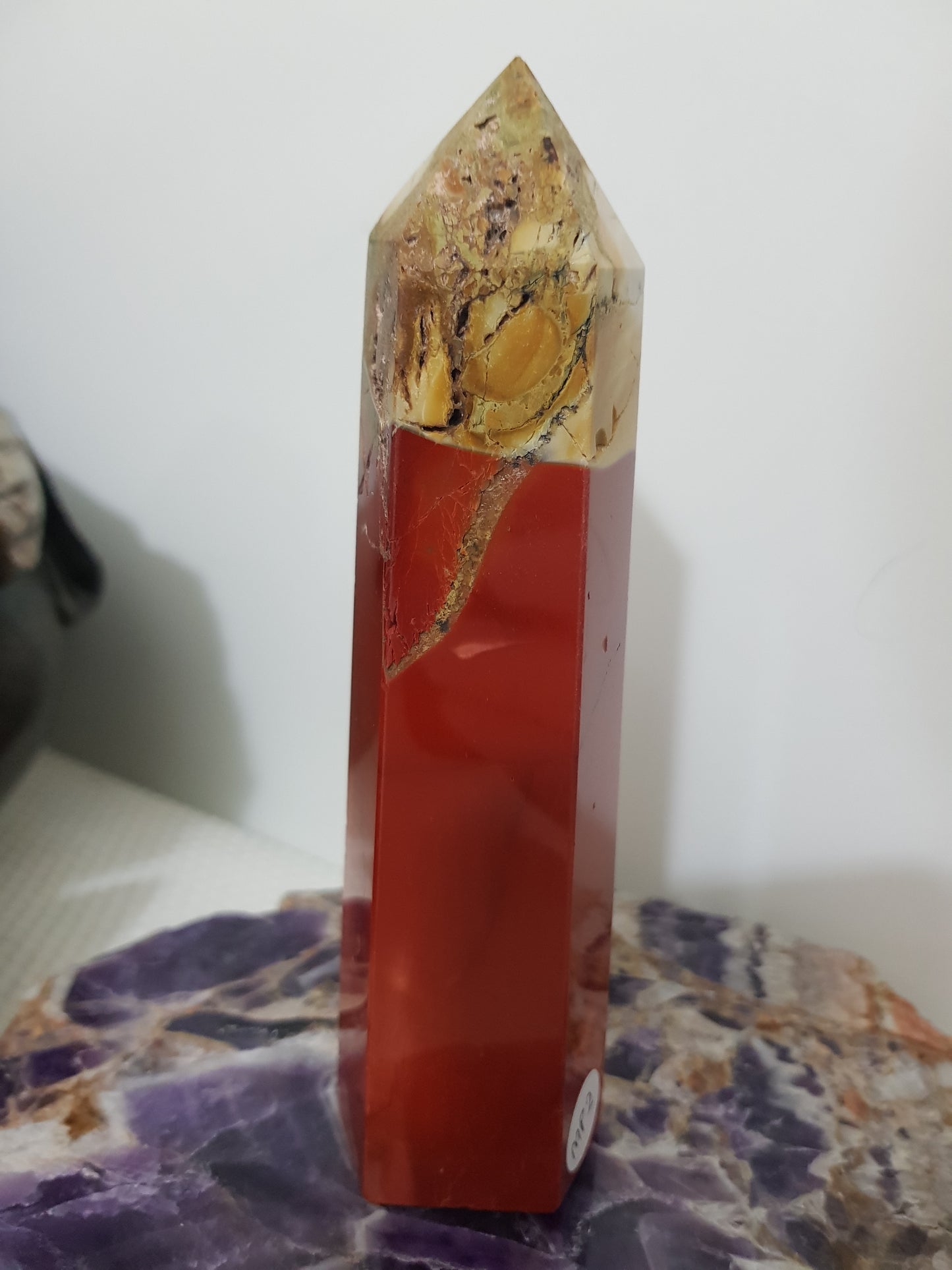 Mookaite crystal point tower polished Australian jasper standing point with natural earthy colours