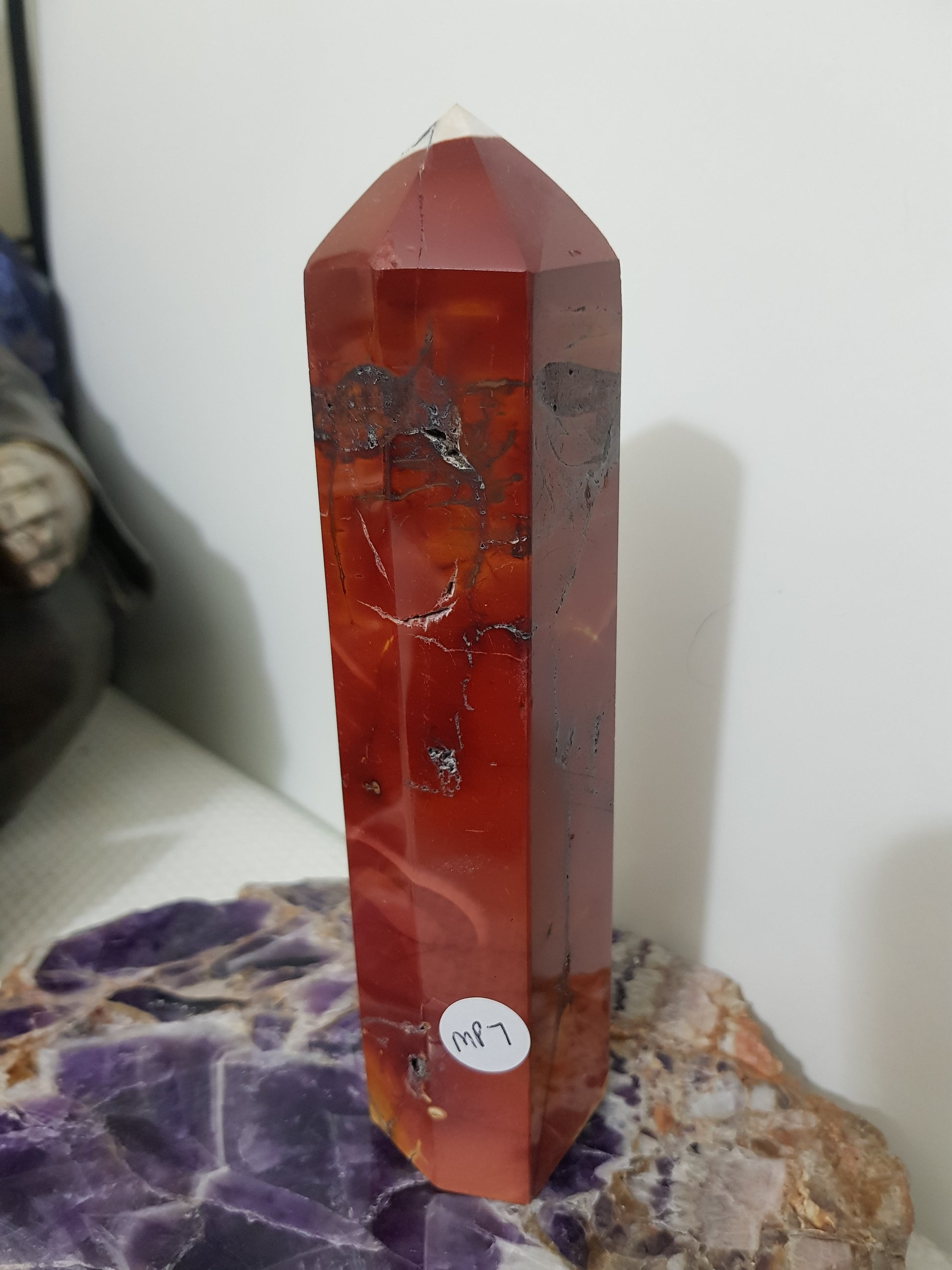 Mookaite crystal point tower polished Australian jasper standing point with natural earthy colours