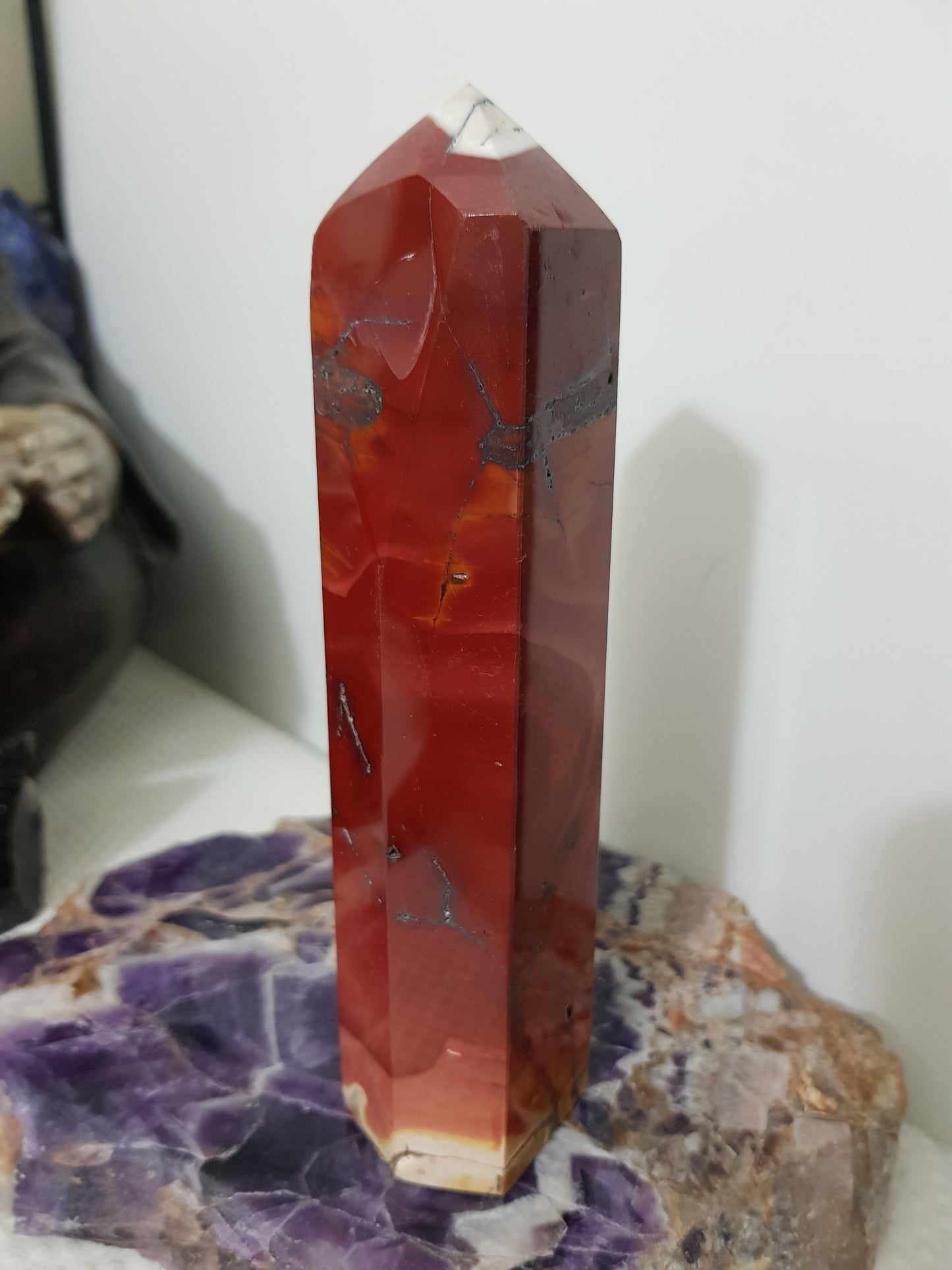 Mookaite crystal point tower polished Australian jasper standing point with natural earthy colours