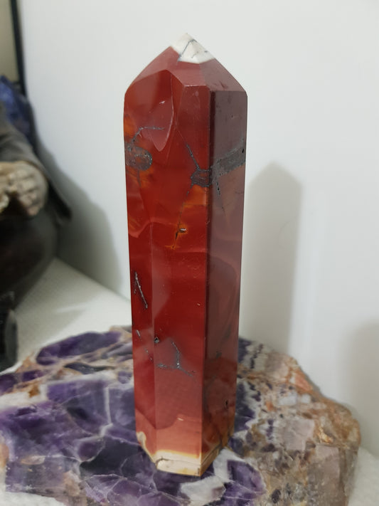 Mookaite crystal point tower polished Australian jasper standing point with natural earthy colours
