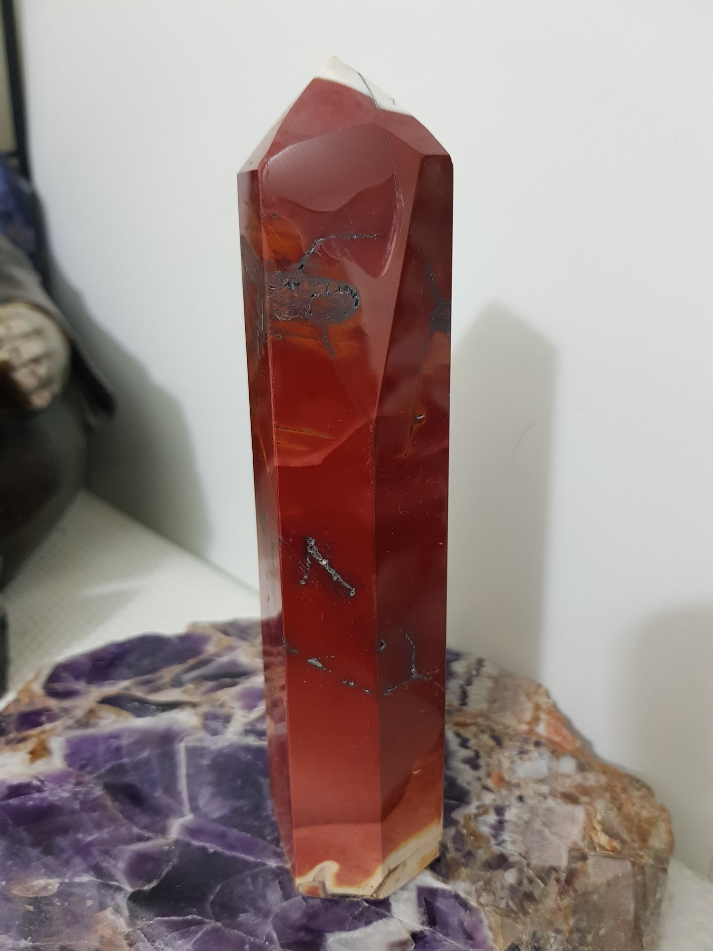 Mookaite crystal point tower polished Australian jasper standing point with natural earthy colours