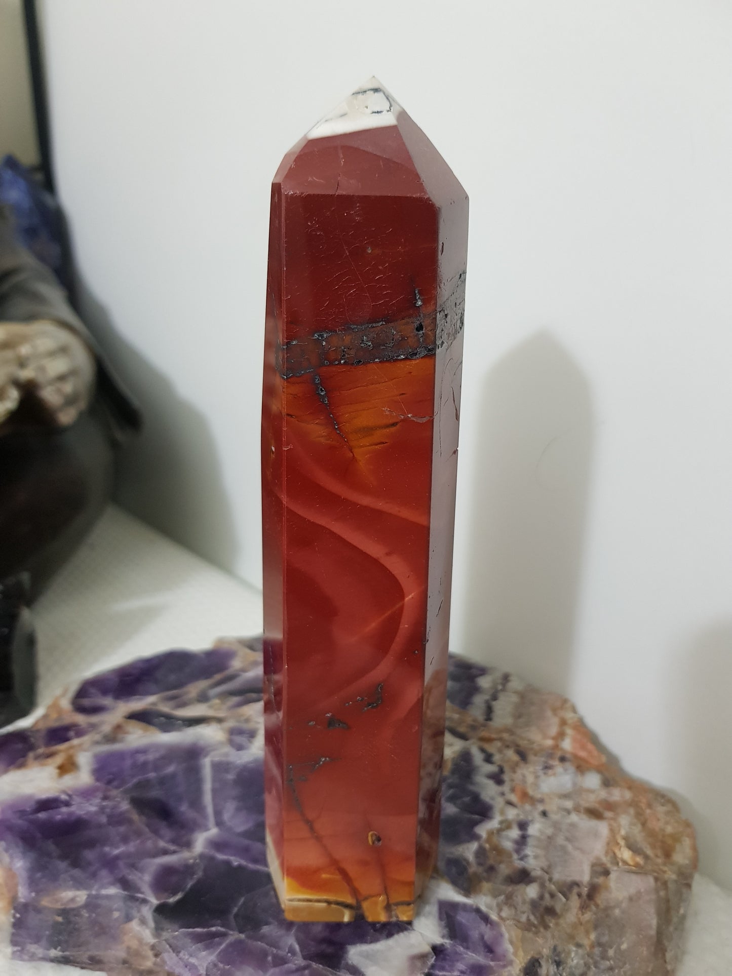 Mookaite crystal point tower polished Australian jasper standing point with natural earthy colours