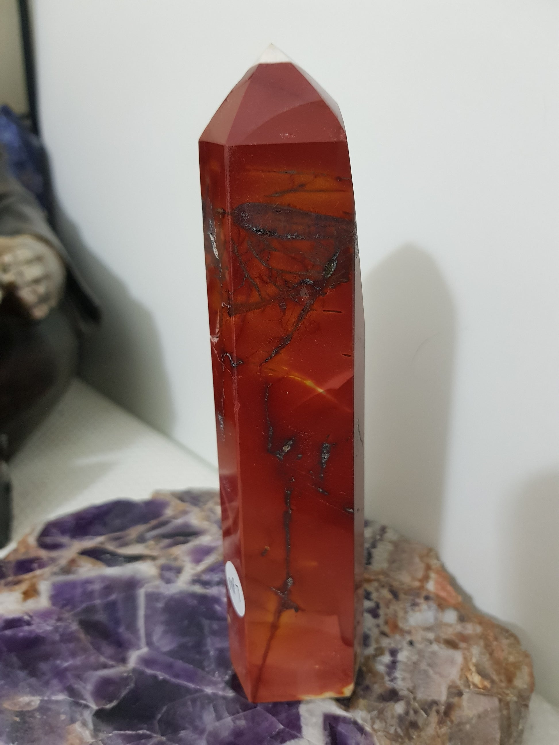 Mookaite crystal point tower polished Australian jasper standing point with natural earthy colours