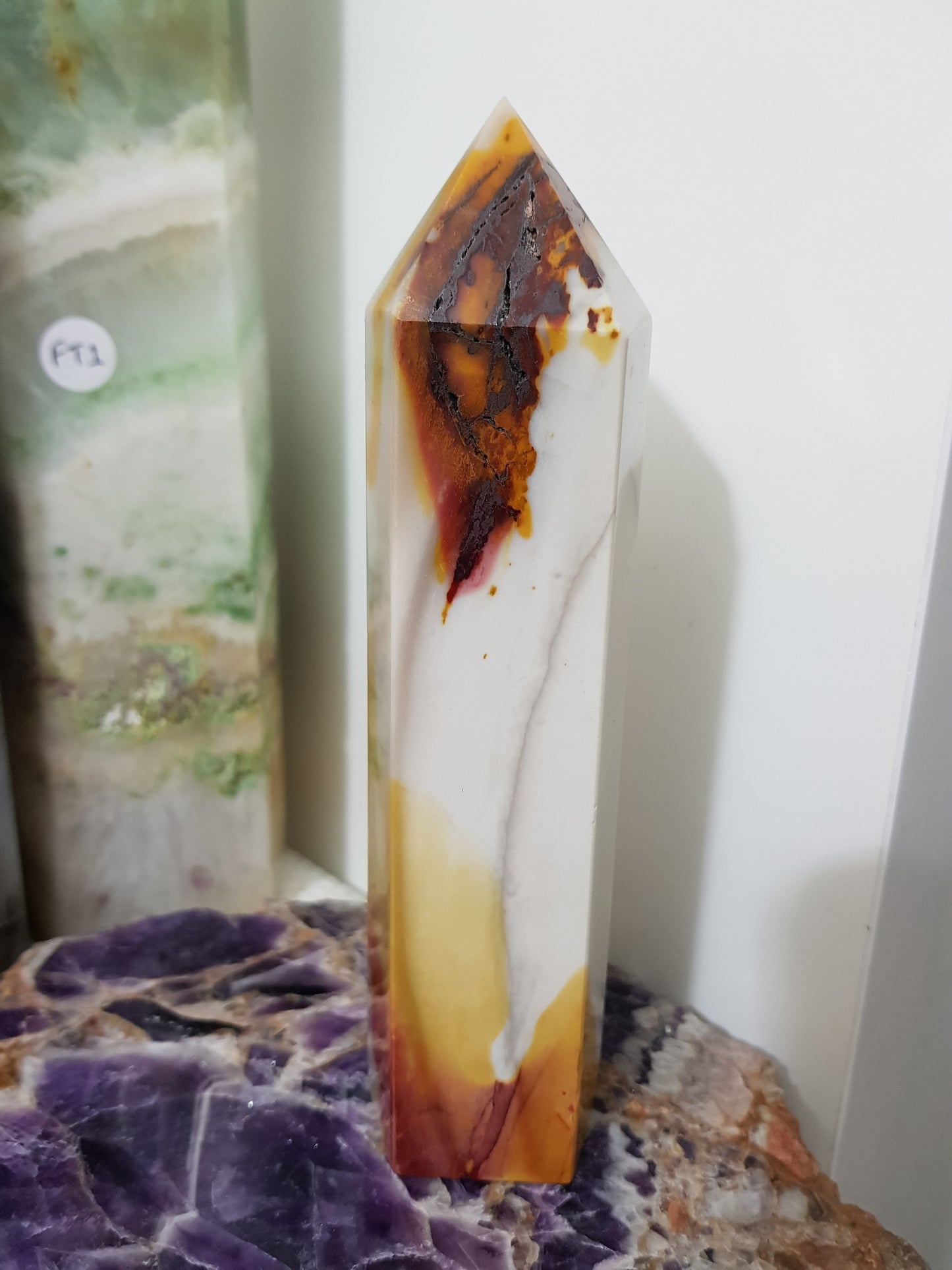 Mookaite crystal point tower polished Australian jasper standing point with natural earthy colours