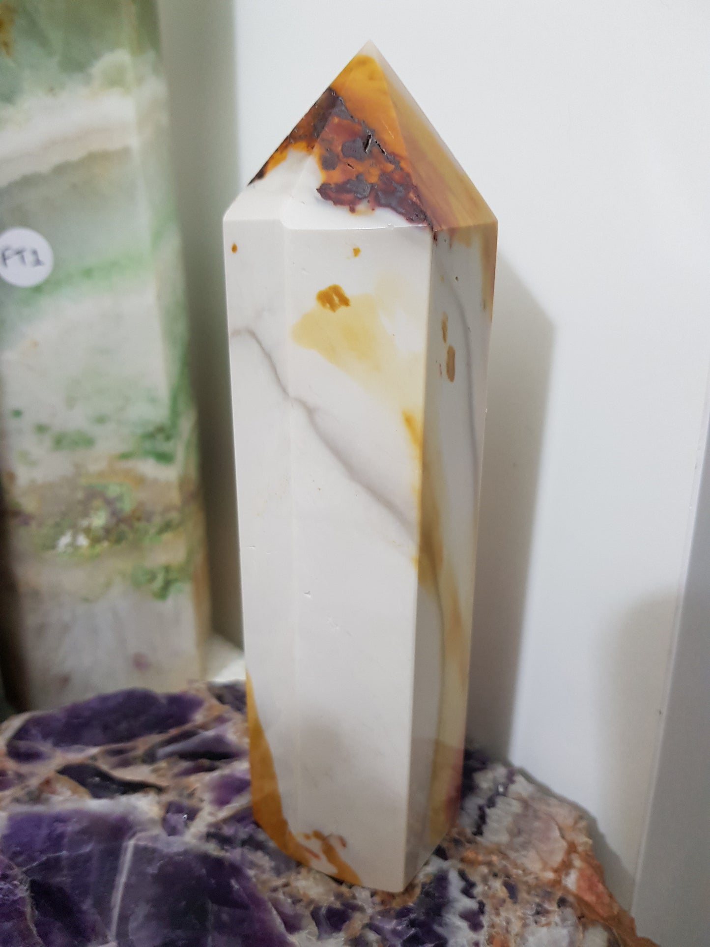Mookaite crystal point tower polished Australian jasper standing point with natural earthy colours