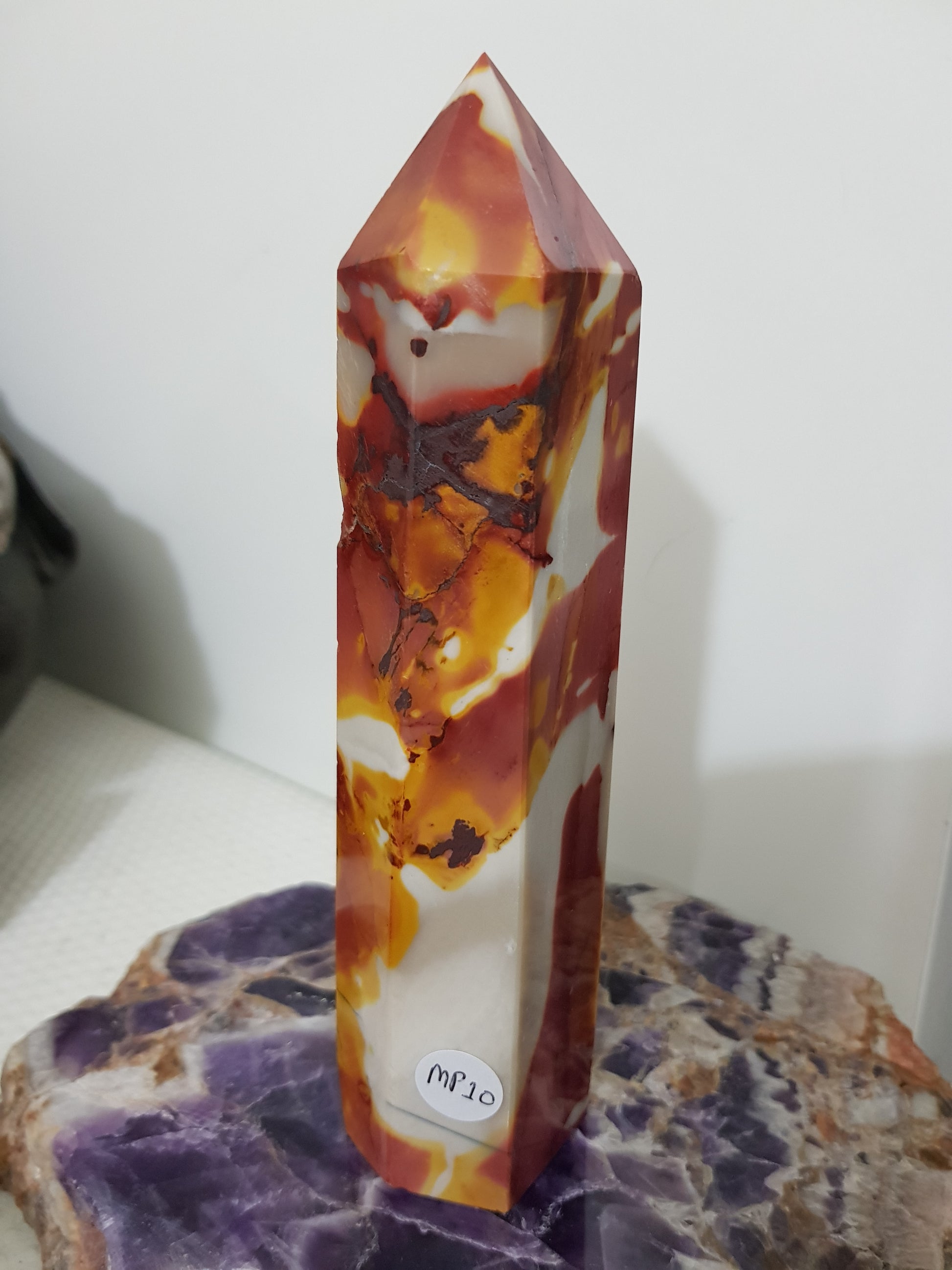 Mookaite crystal point tower polished Australian jasper standing point with natural earthy colours
