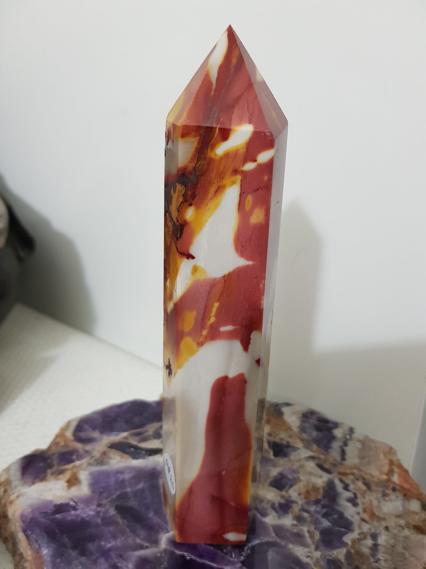 Mookaite crystal point tower polished Australian jasper standing point with natural earthy colours