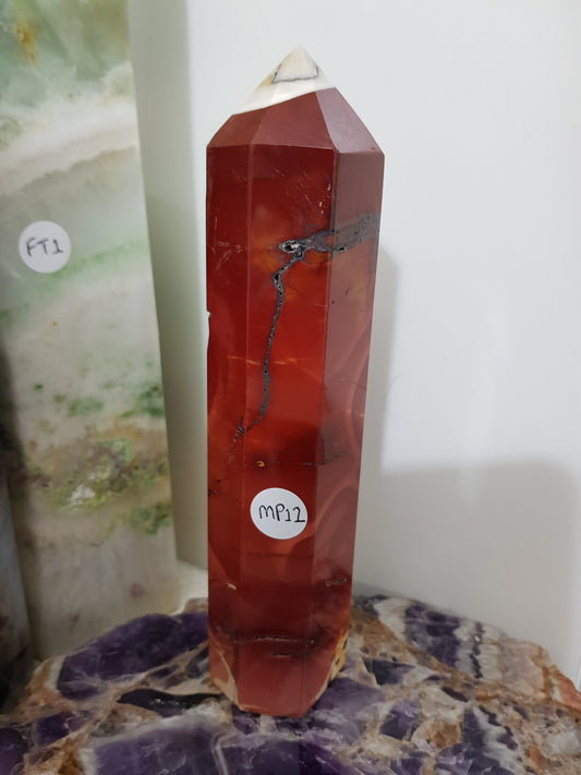 Mookaite crystal point tower polished Australian jasper standing point with natural earthy colours