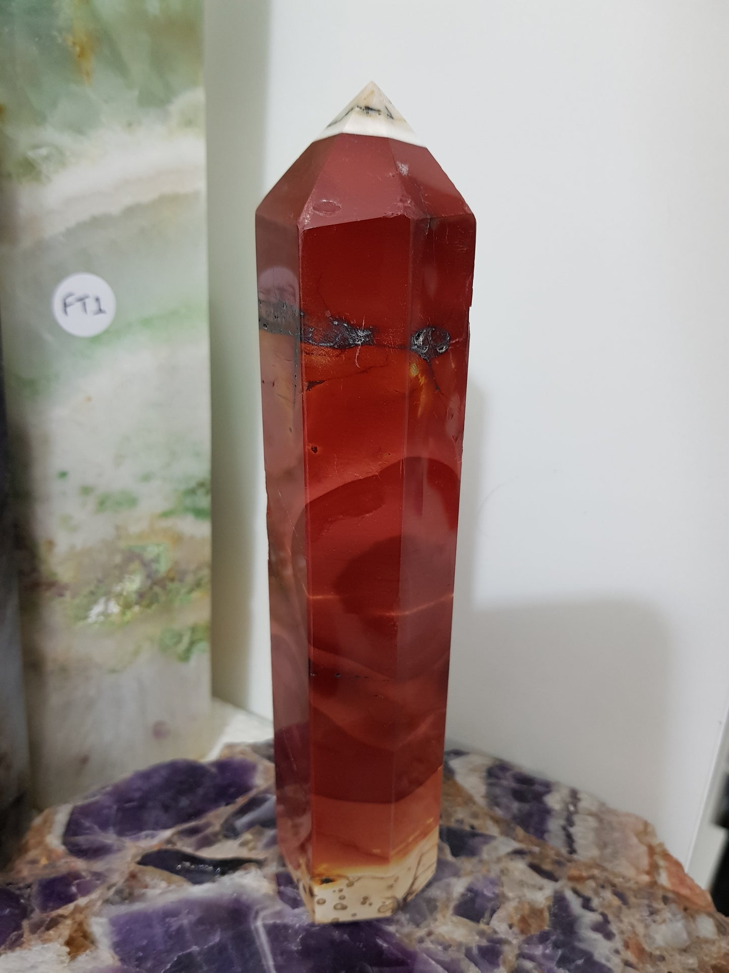 Mookaite crystal point tower polished Australian jasper standing point with natural earthy colours