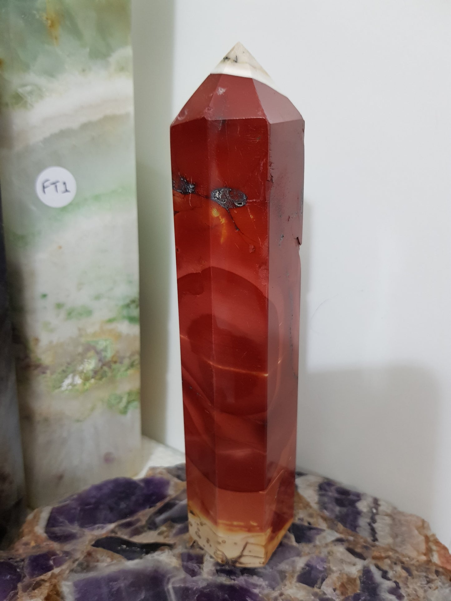 Mookaite crystal point tower polished Australian jasper standing point with natural earthy colours