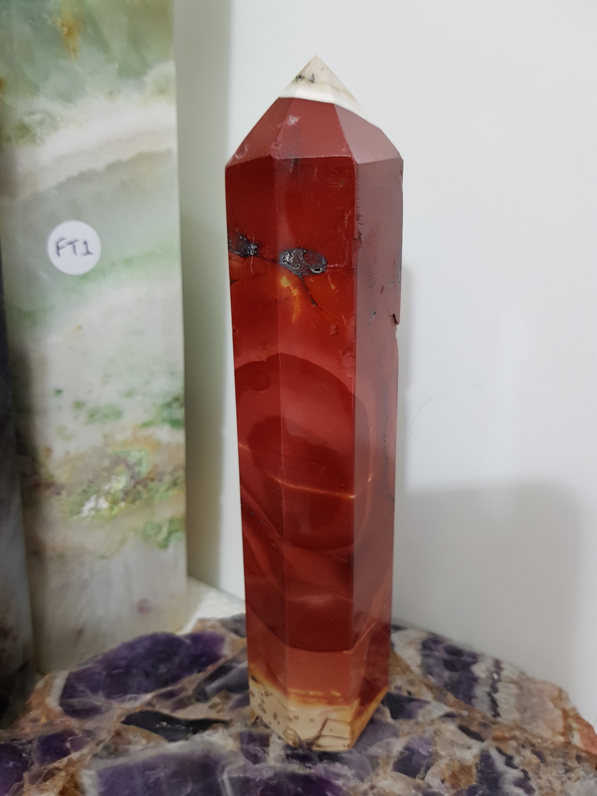 Mookaite crystal point tower polished Australian jasper standing point with natural earthy colours