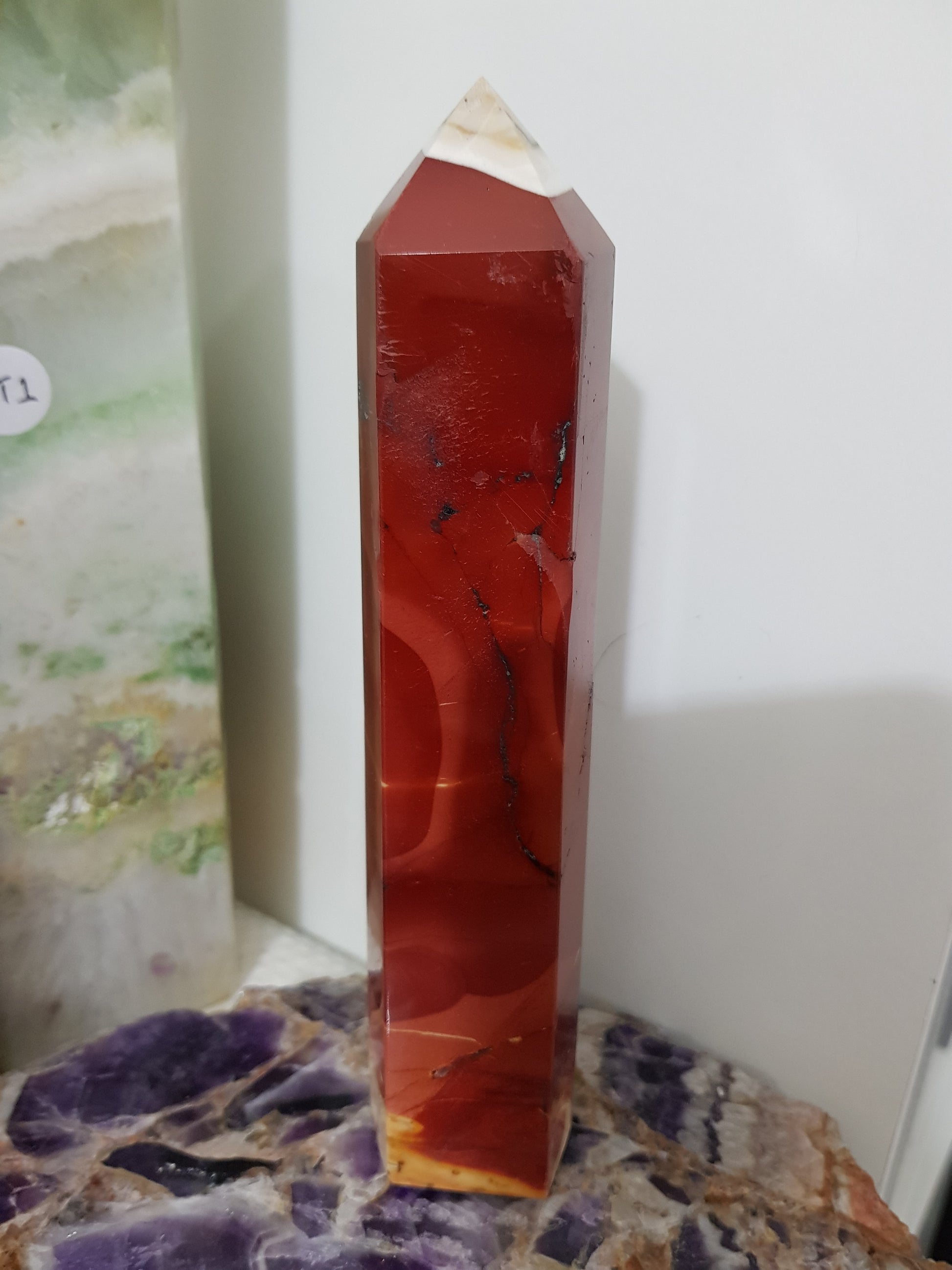Mookaite crystal point tower polished Australian jasper standing point with natural earthy colours