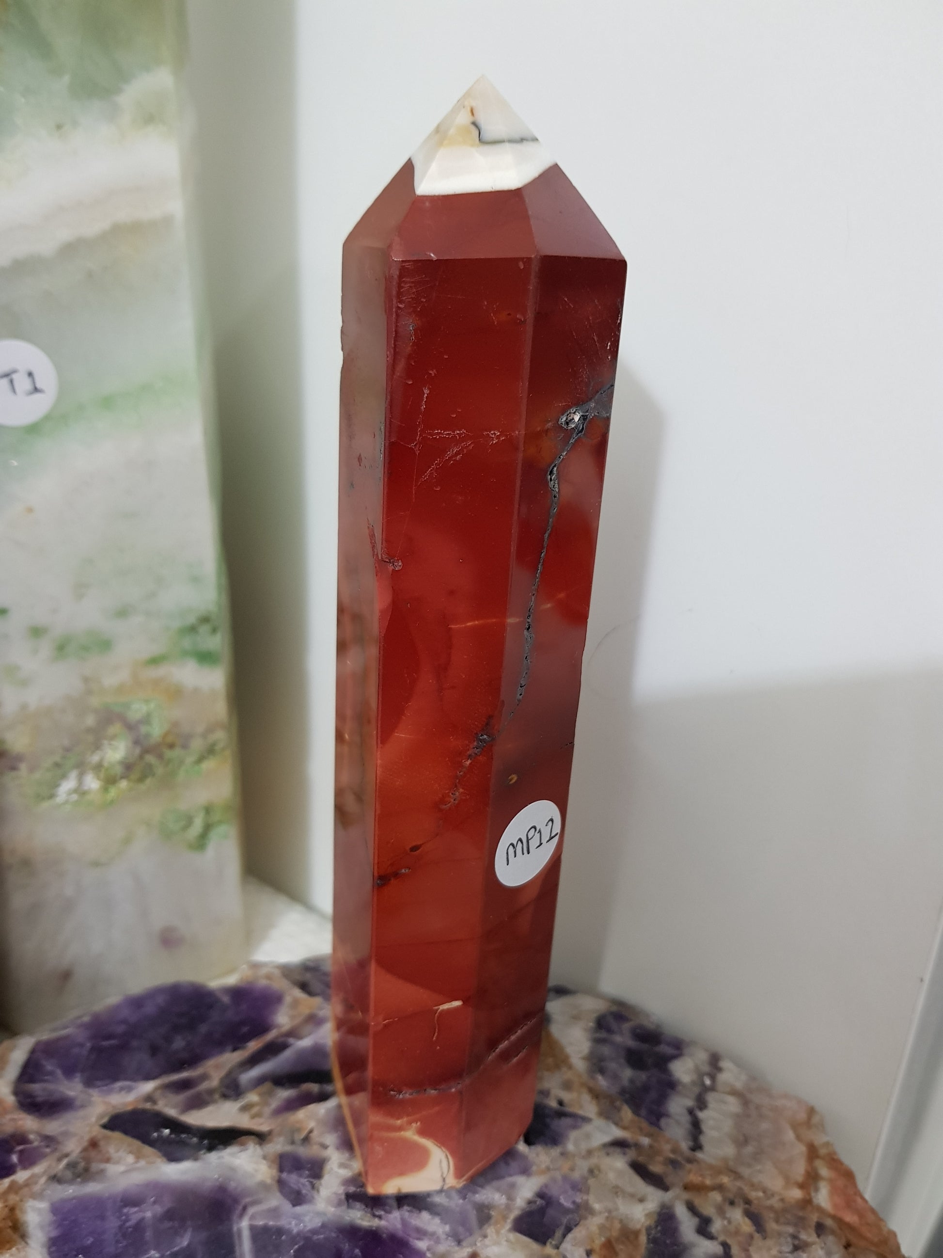 Mookaite crystal point tower polished Australian jasper standing point with natural earthy colours
