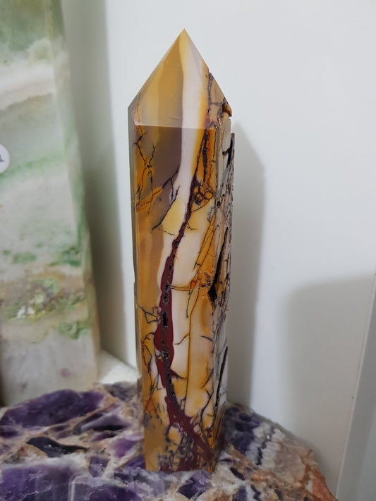 Mookaite crystal point tower polished Australian jasper standing point with natural earthy colours