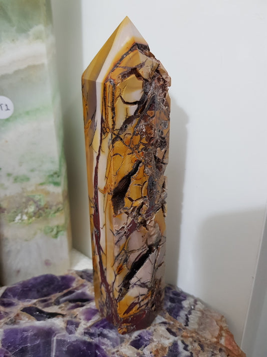Mookaite crystal point tower polished Australian jasper standing point with natural earthy colours