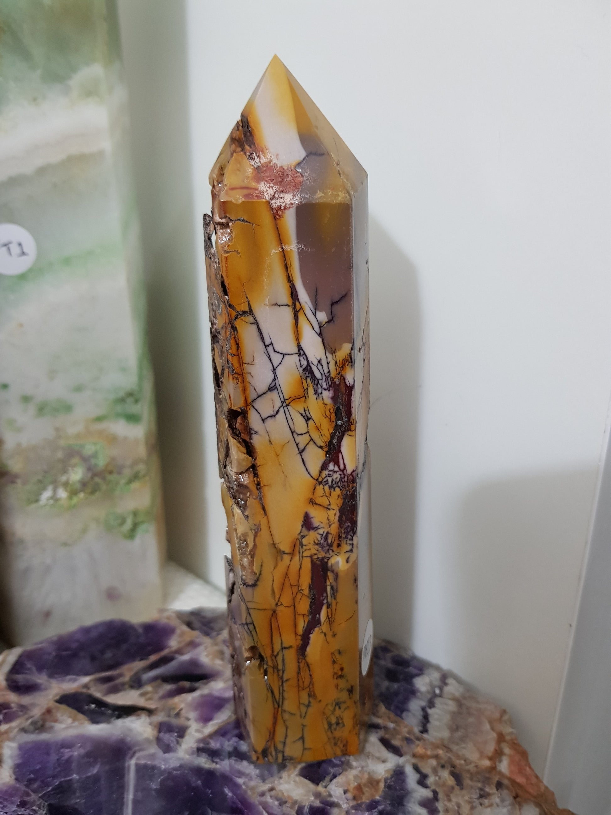 Mookaite crystal point tower polished Australian jasper standing point with natural earthy colours