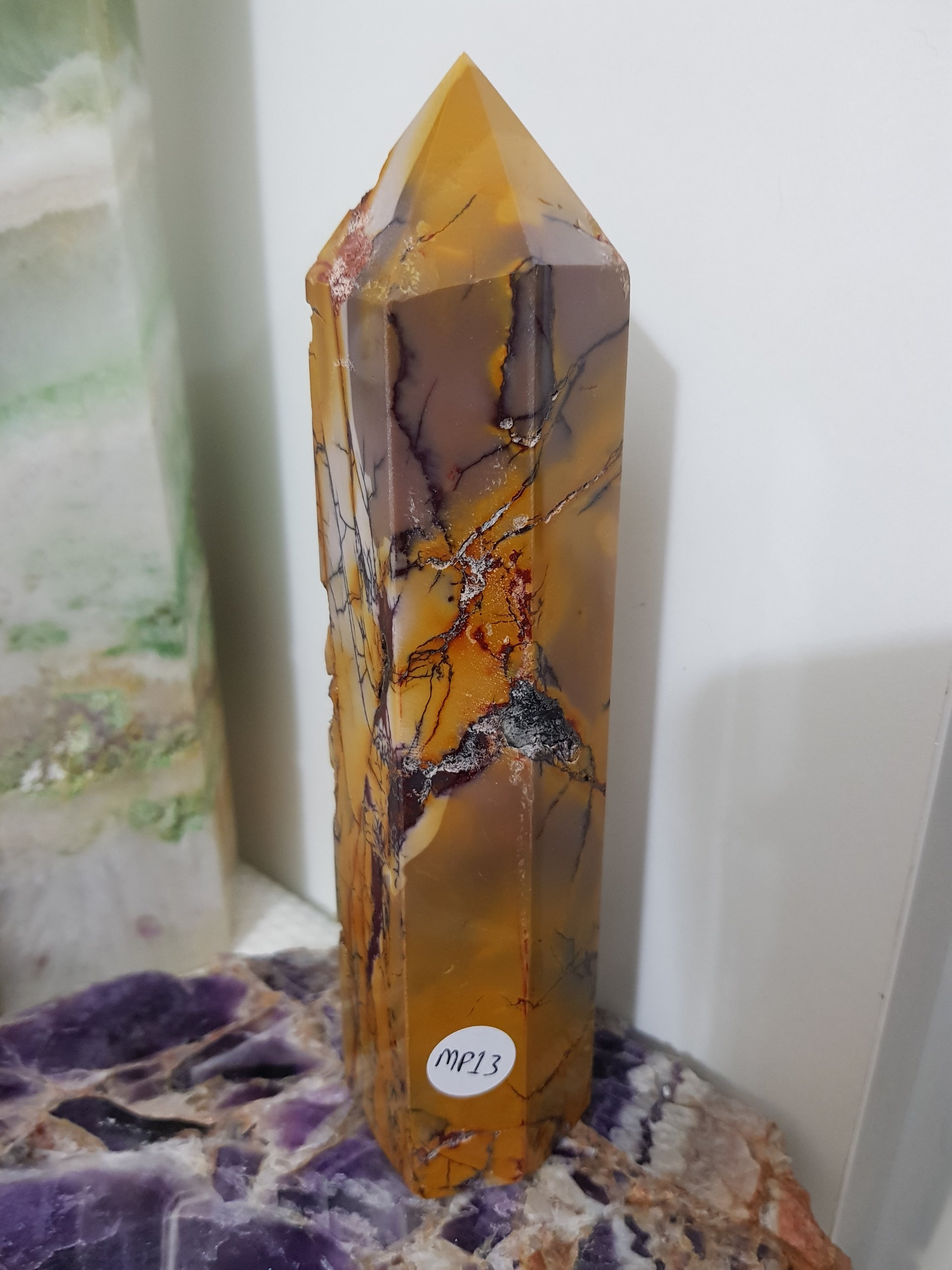 Mookaite crystal point tower polished Australian jasper standing point with natural earthy colours