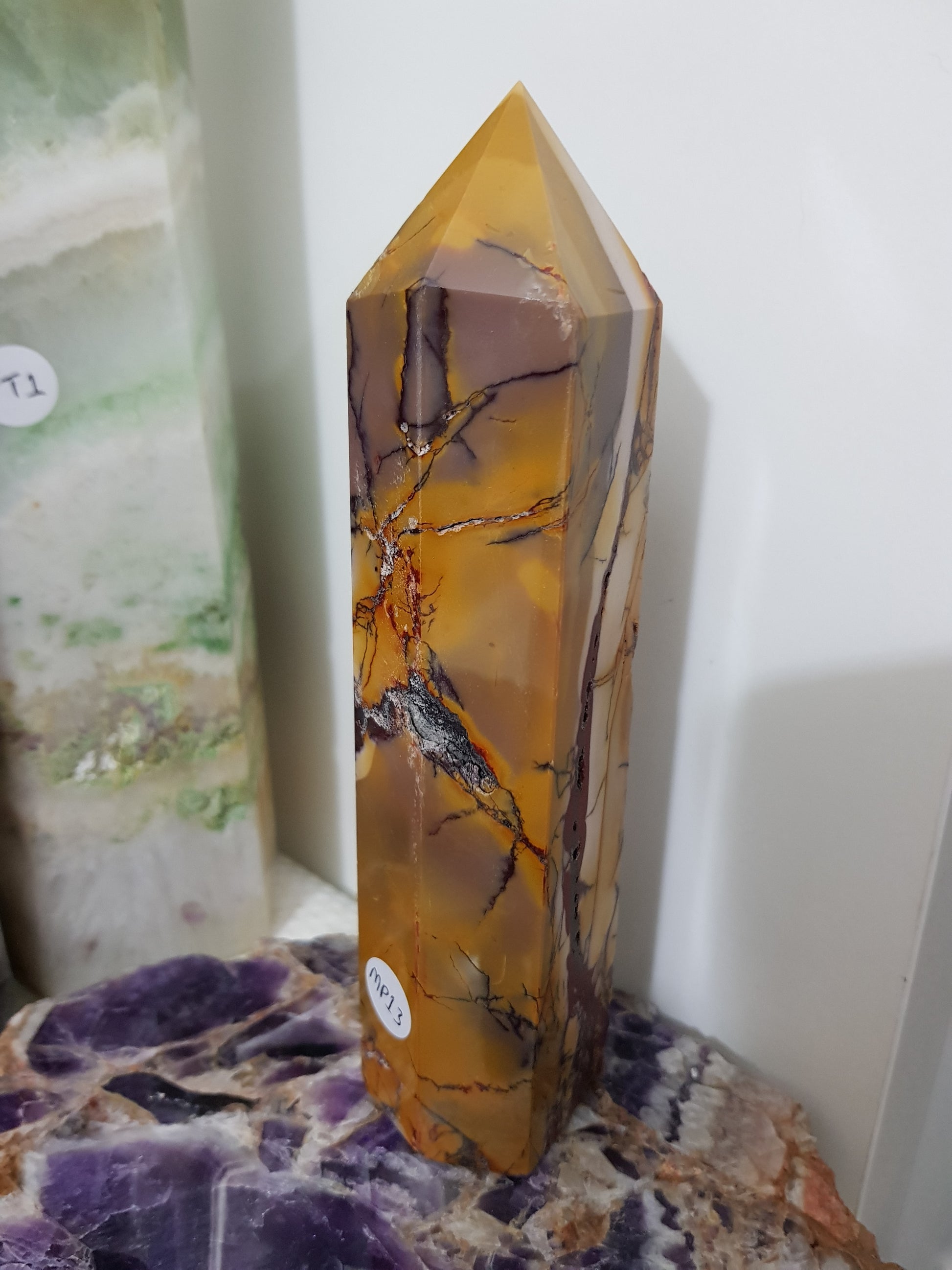 Mookaite crystal point tower polished Australian jasper standing point with natural earthy colours