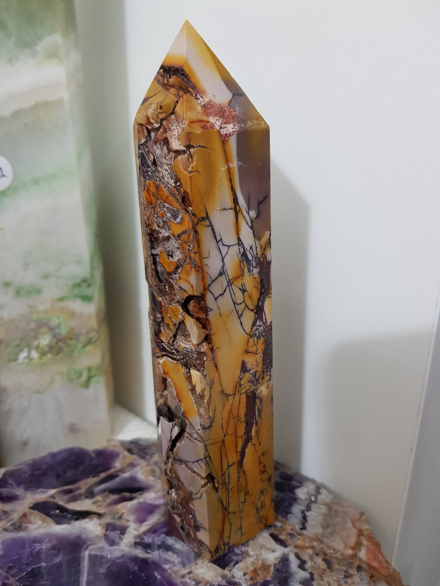 Mookaite crystal point tower polished Australian jasper standing point with natural earthy colours