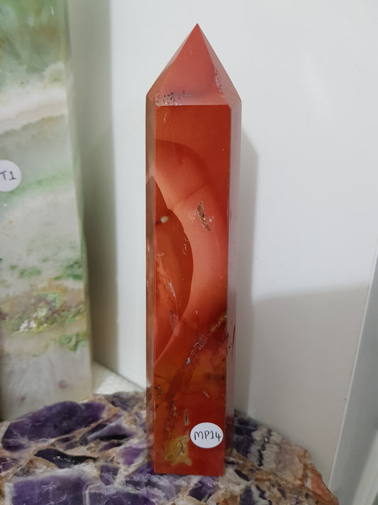 Mookaite crystal point tower polished Australian jasper standing point with natural earthy colours