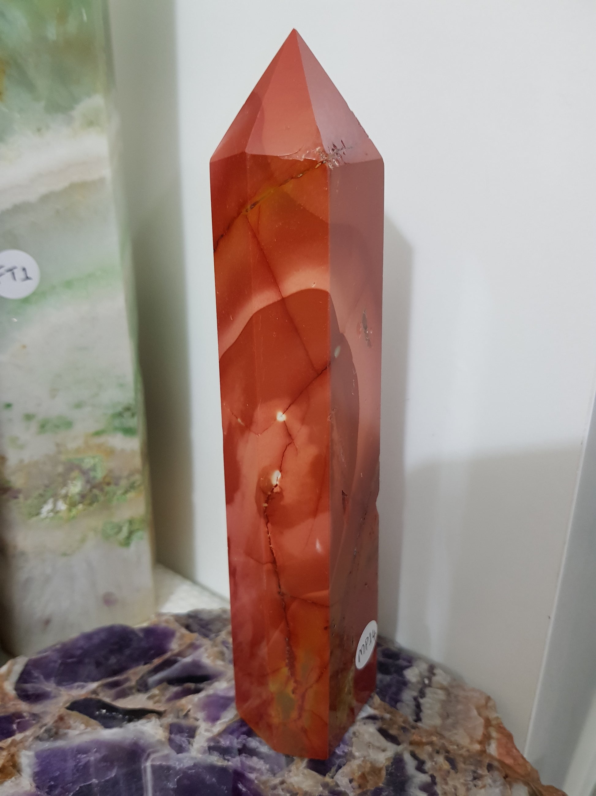 Mookaite crystal point tower polished Australian jasper standing point with natural earthy colours