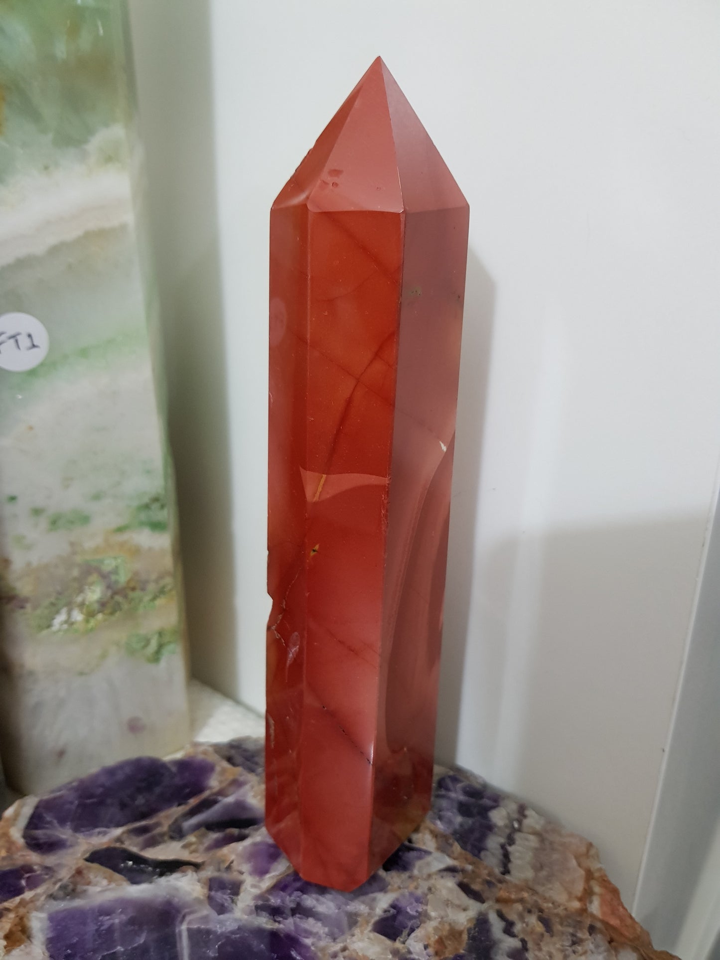 Mookaite crystal point tower polished Australian jasper standing point with natural earthy colours