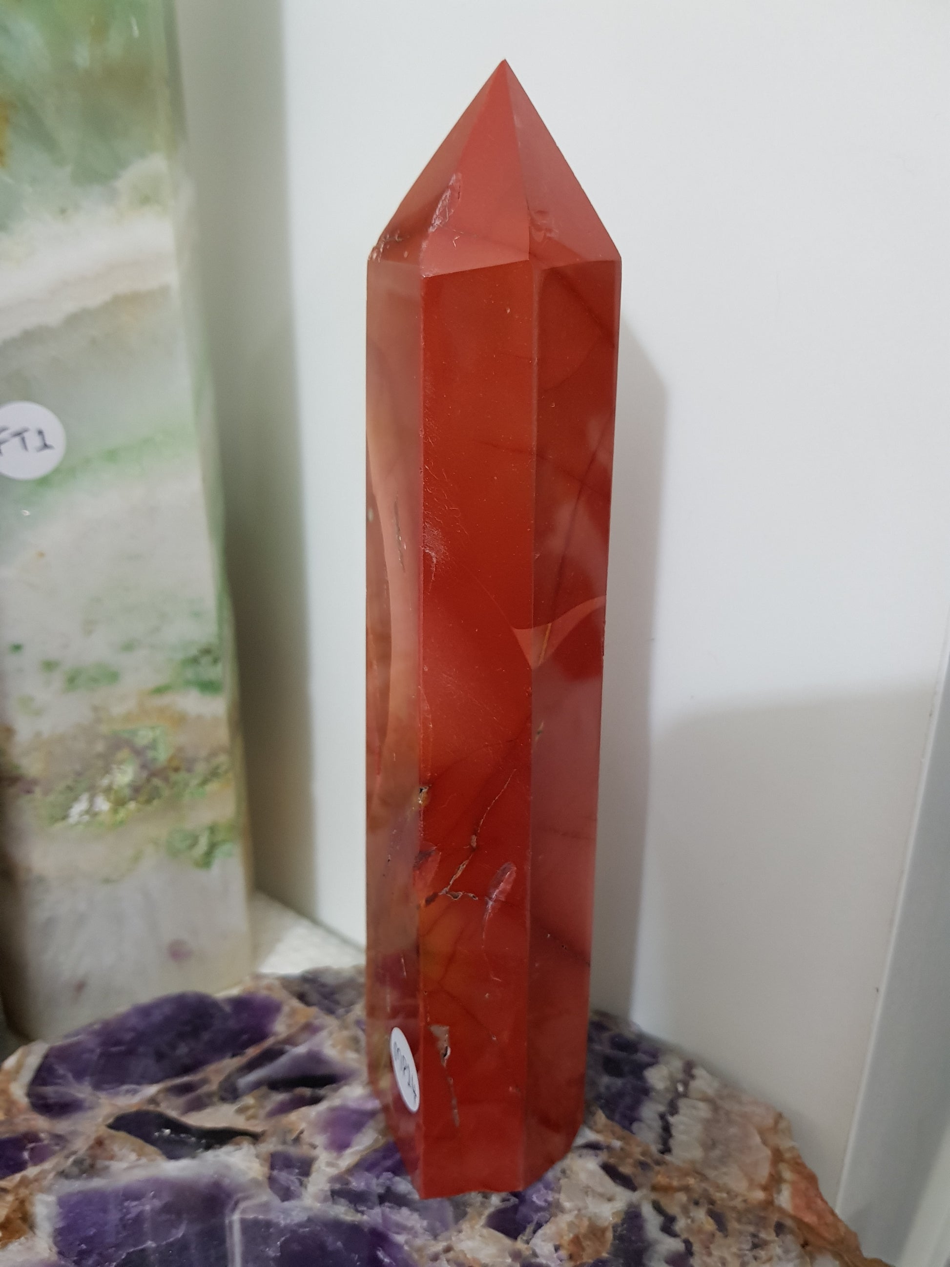 Mookaite crystal point tower polished Australian jasper standing point with natural earthy colours