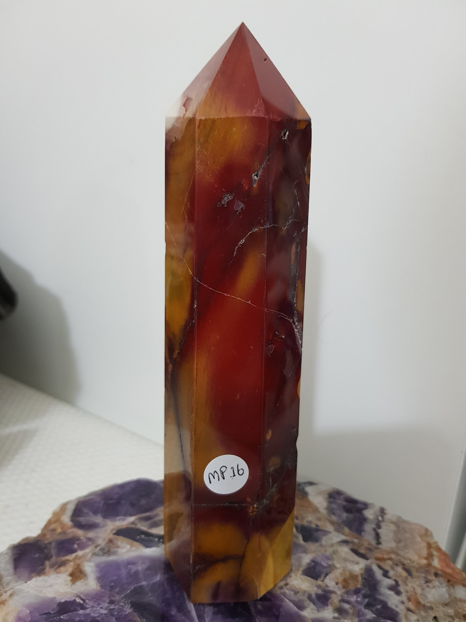 Mookaite crystal point tower polished Australian jasper standing point with natural earthy colours