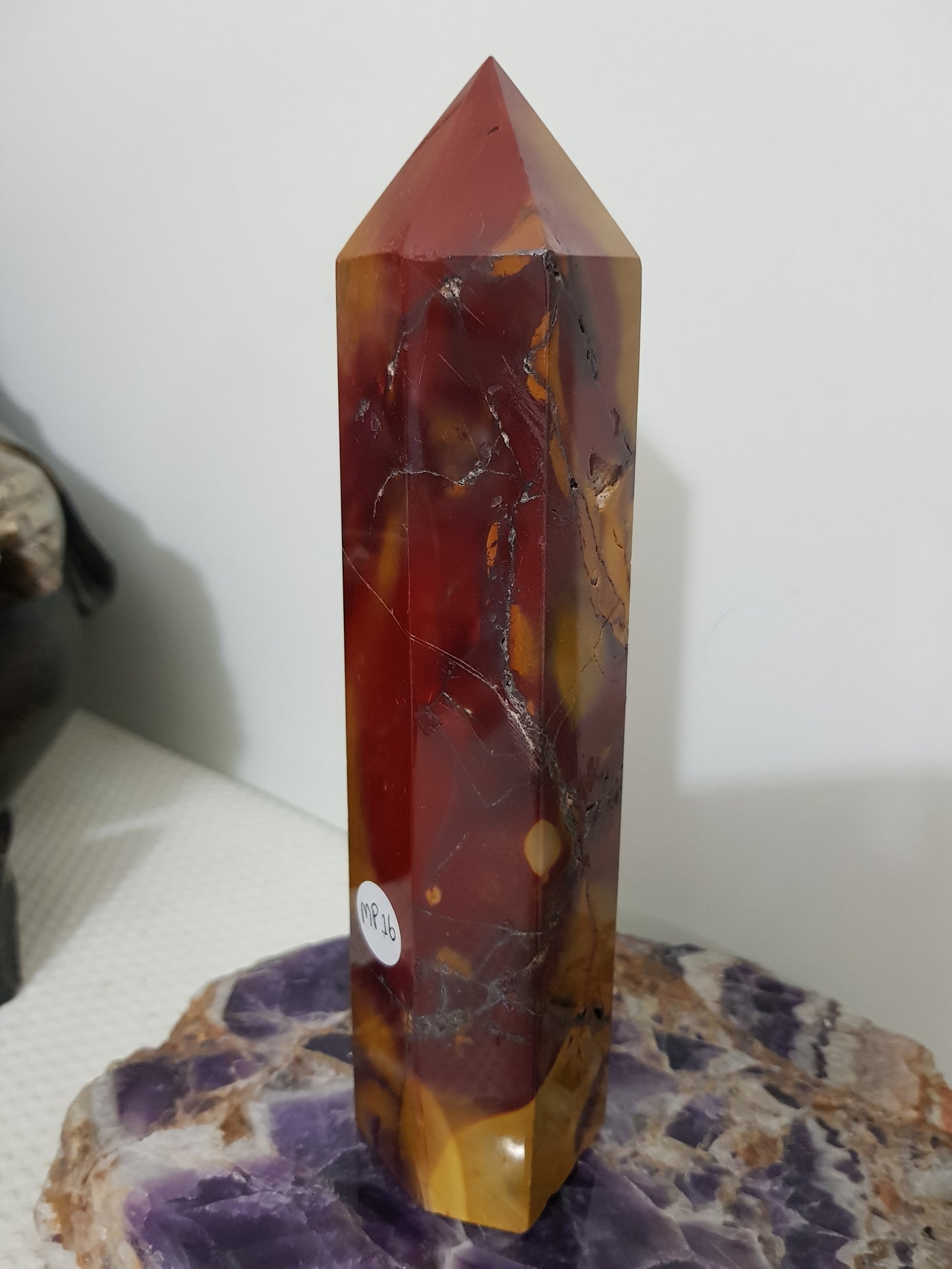 Mookaite crystal point tower polished Australian jasper standing point with natural earthy colours