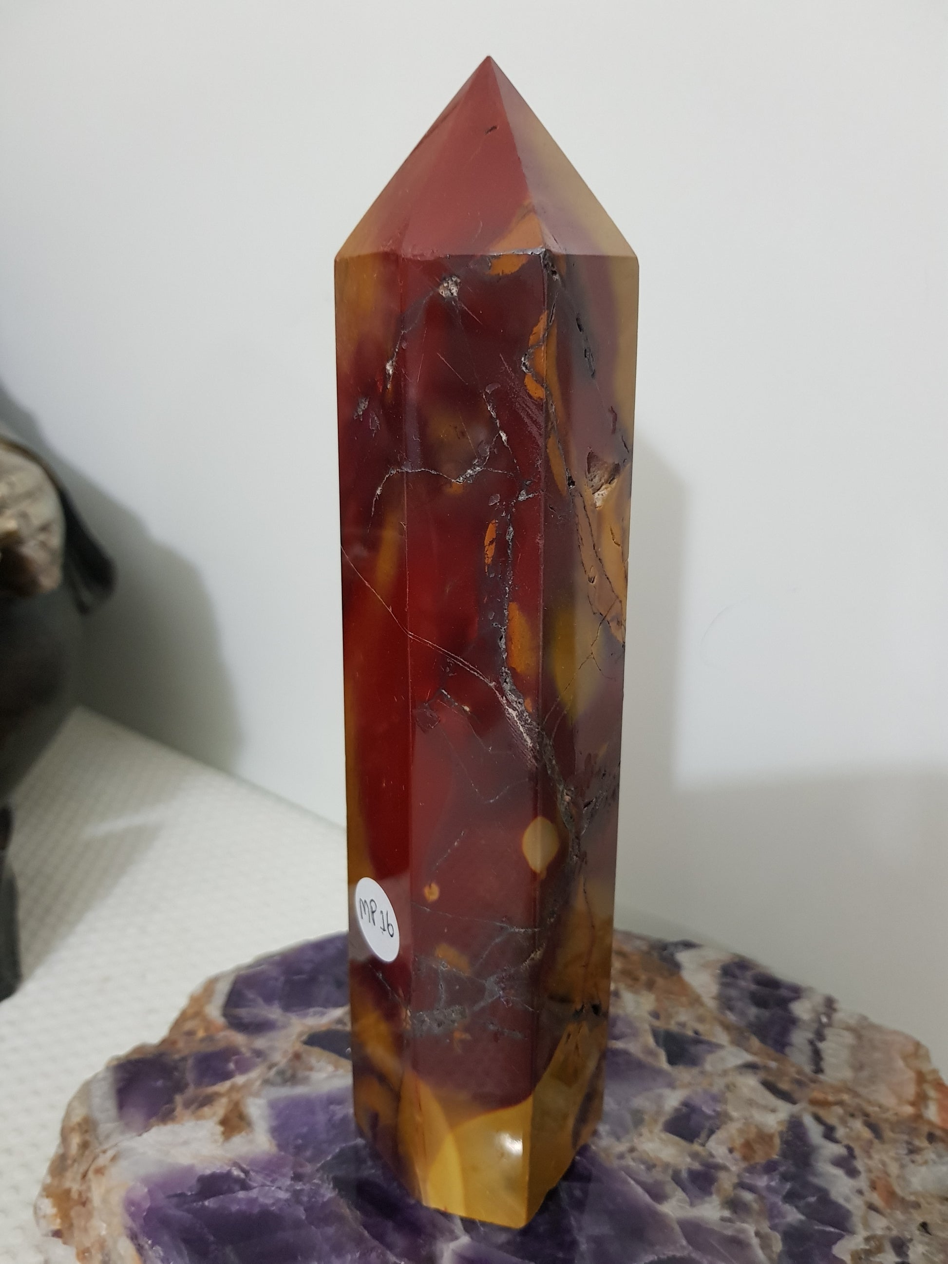 Mookaite crystal point tower polished Australian jasper standing point with natural earthy colours