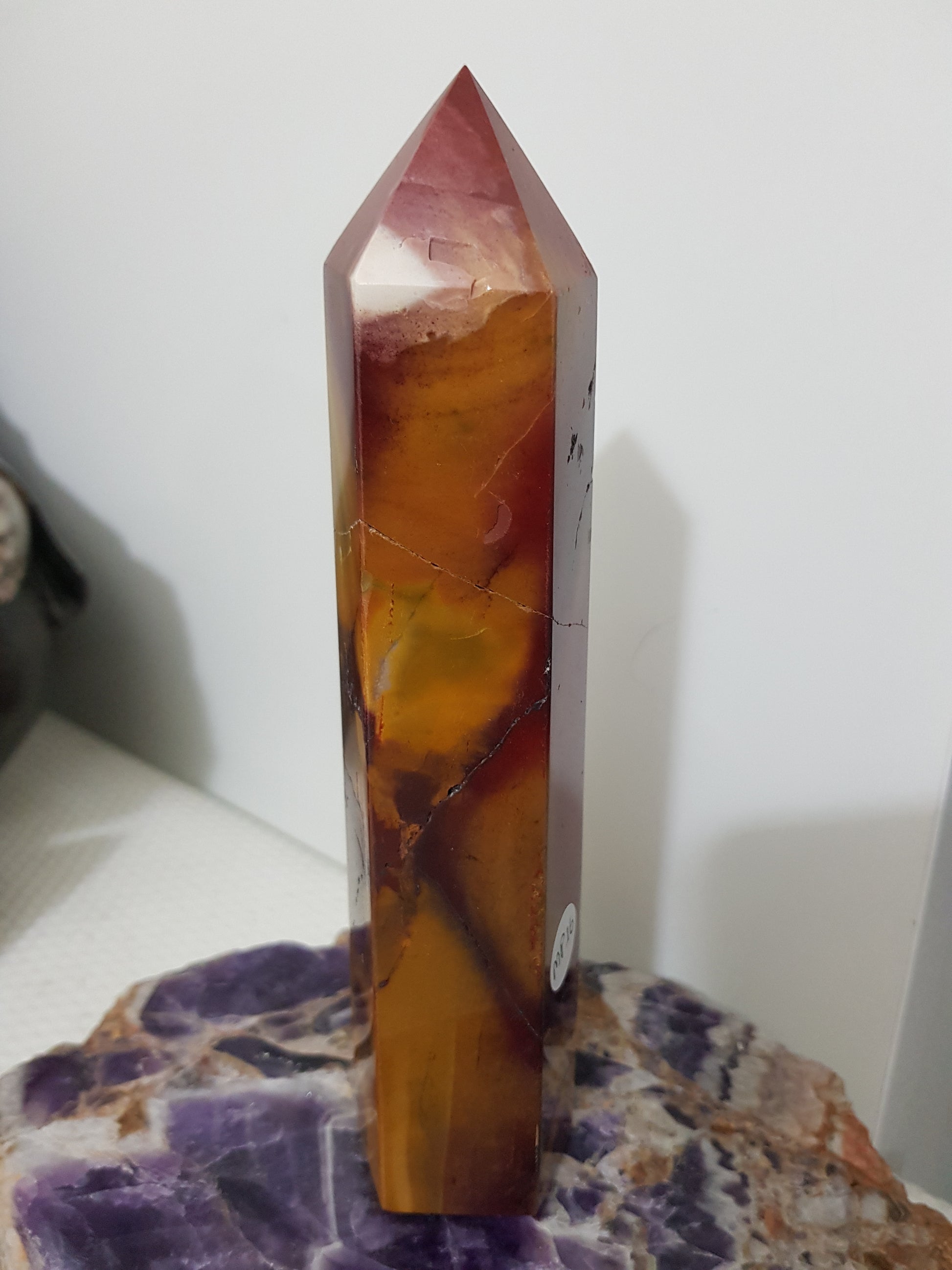 Mookaite crystal point tower polished Australian jasper standing point with natural earthy colours