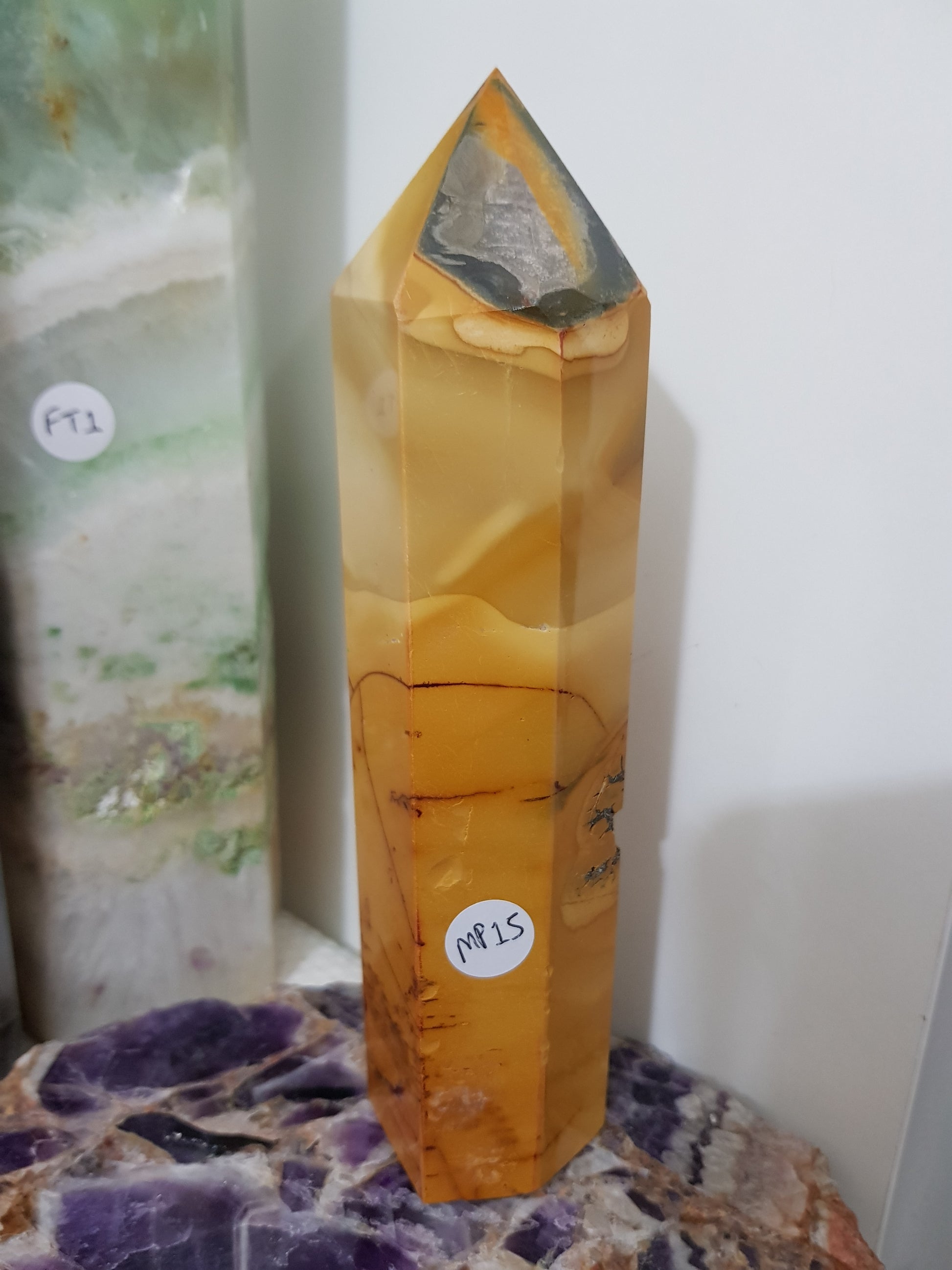 Mookaite crystal point tower polished Australian jasper standing point with natural earthy colours