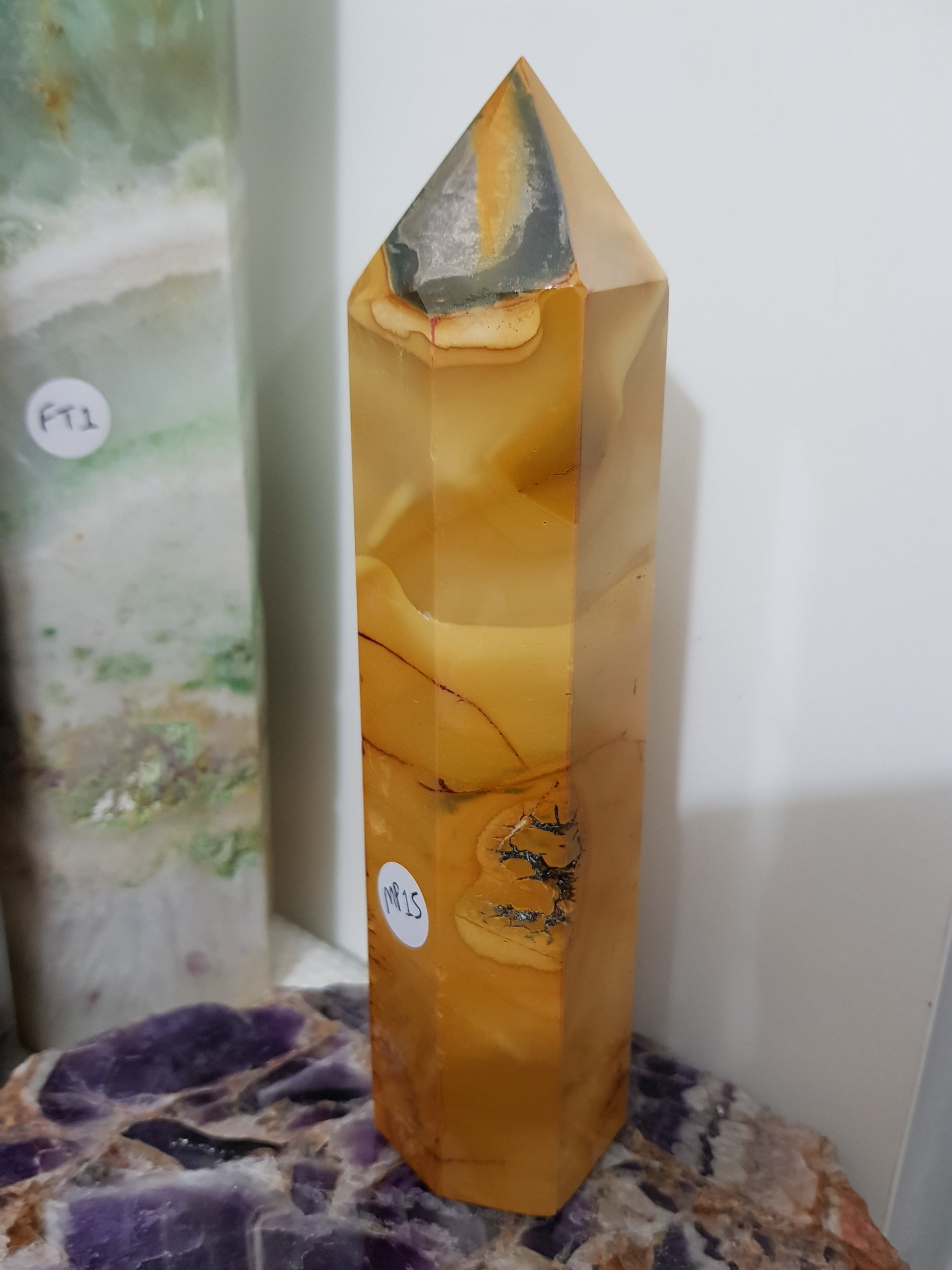 Mookaite crystal point tower polished Australian jasper standing point with natural earthy colours