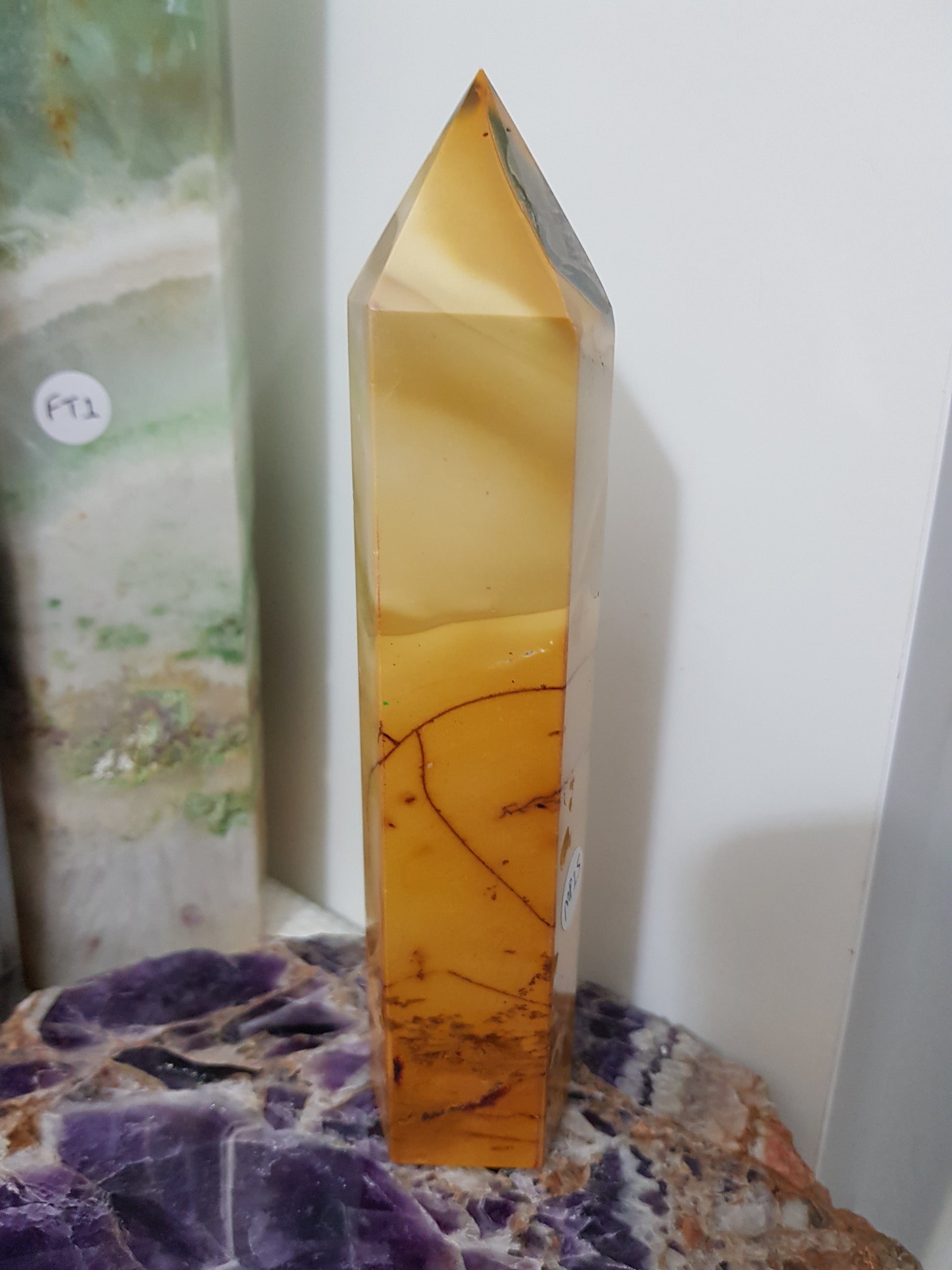 Mookaite crystal point tower polished Australian jasper standing point with natural earthy colours