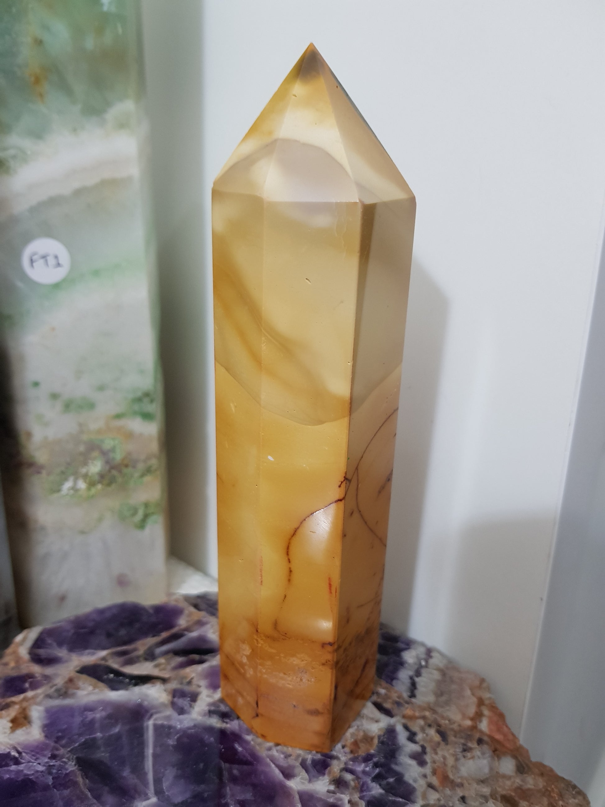 Mookaite crystal point tower polished Australian jasper standing point with natural earthy colours