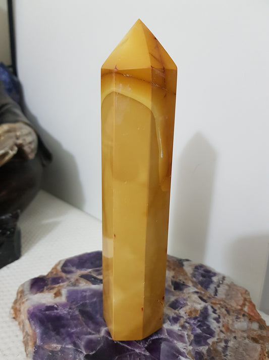 Mookaite crystal point tower polished Australian jasper standing point with natural earthy colours