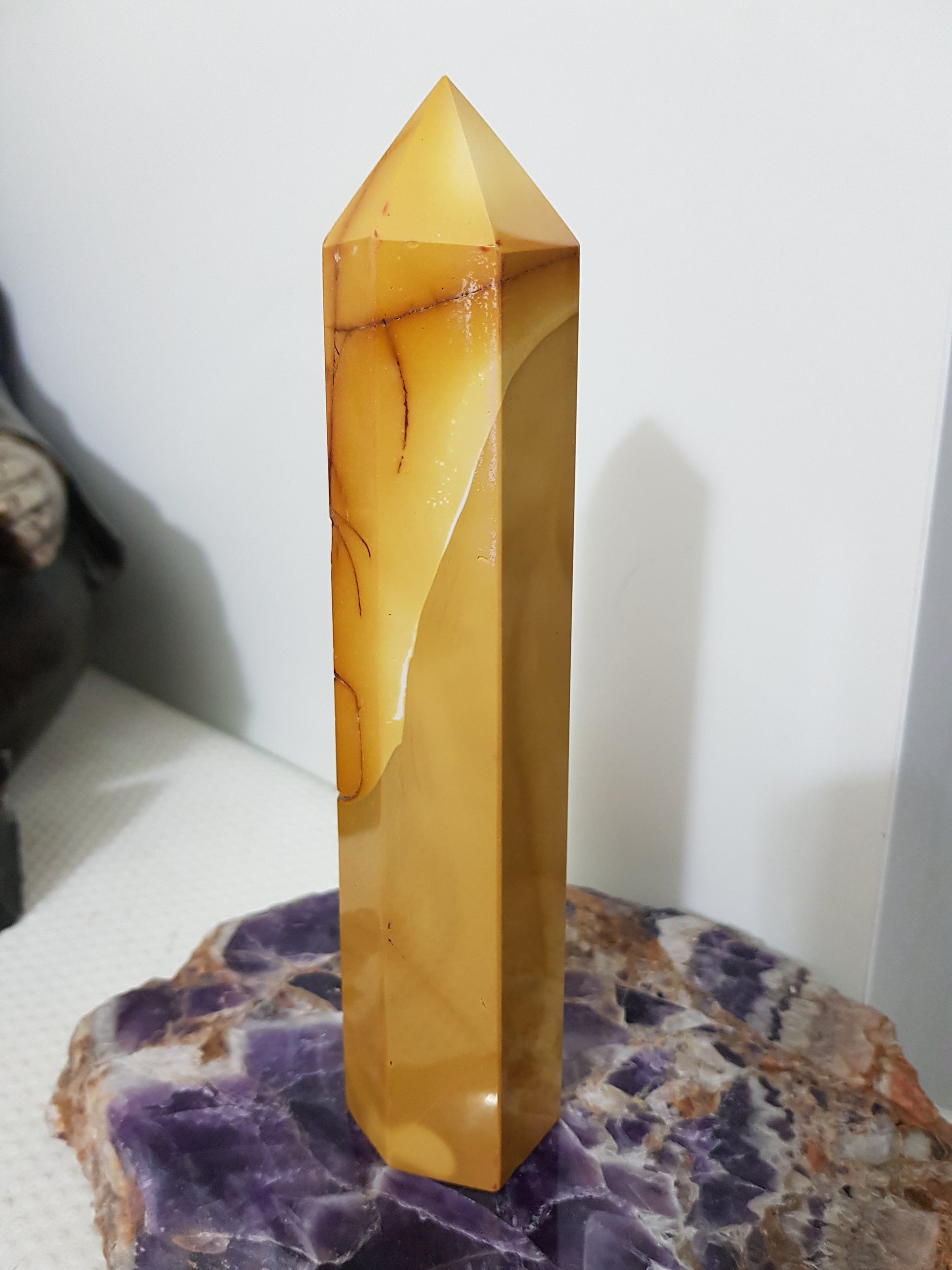 Mookaite crystal point tower polished Australian jasper standing point with natural earthy colours