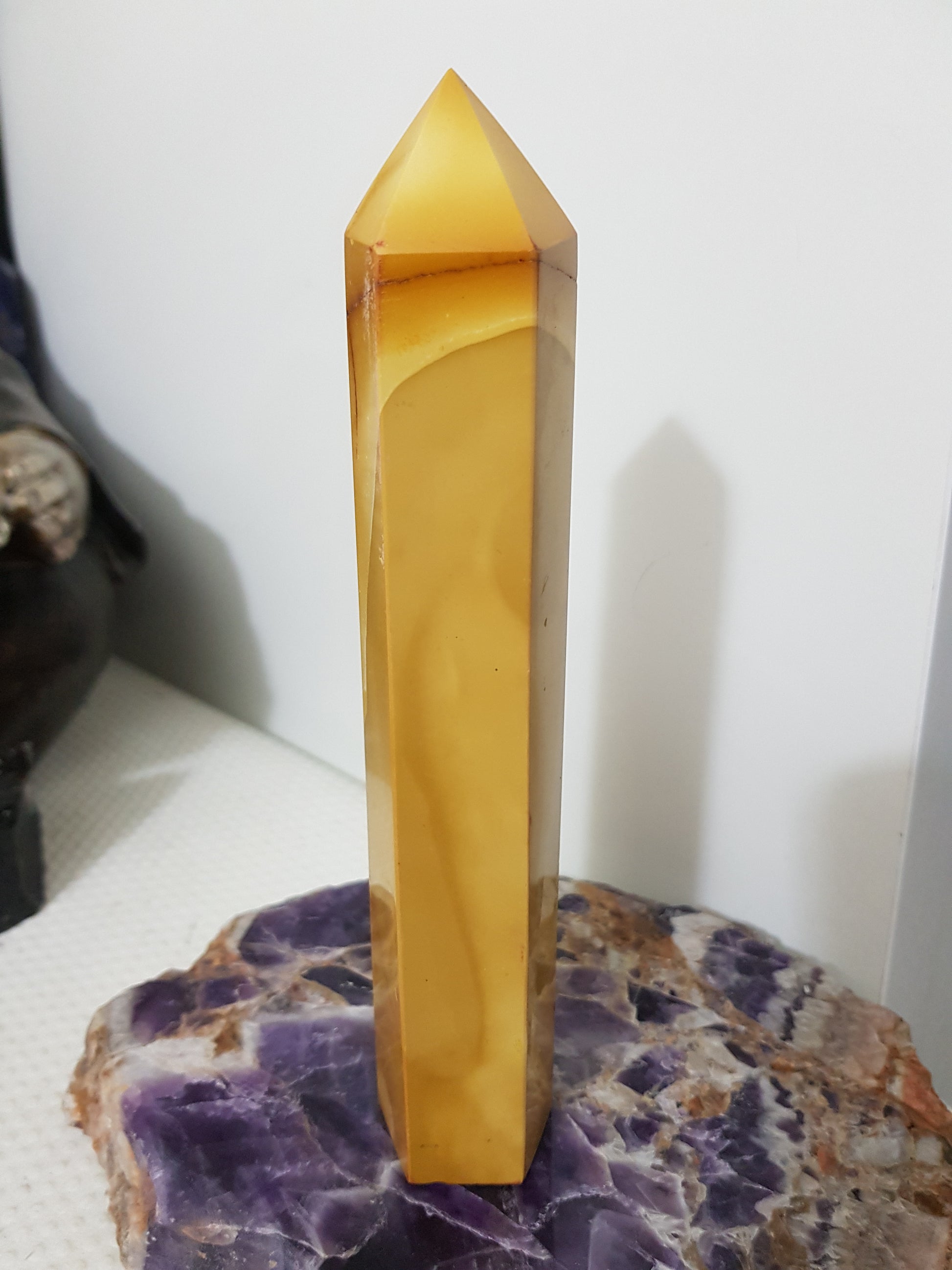 Mookaite crystal point tower polished Australian jasper standing point with natural earthy colours