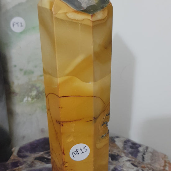 Mookaite crystal point tower polished Australian jasper standing point with natural earthy colours