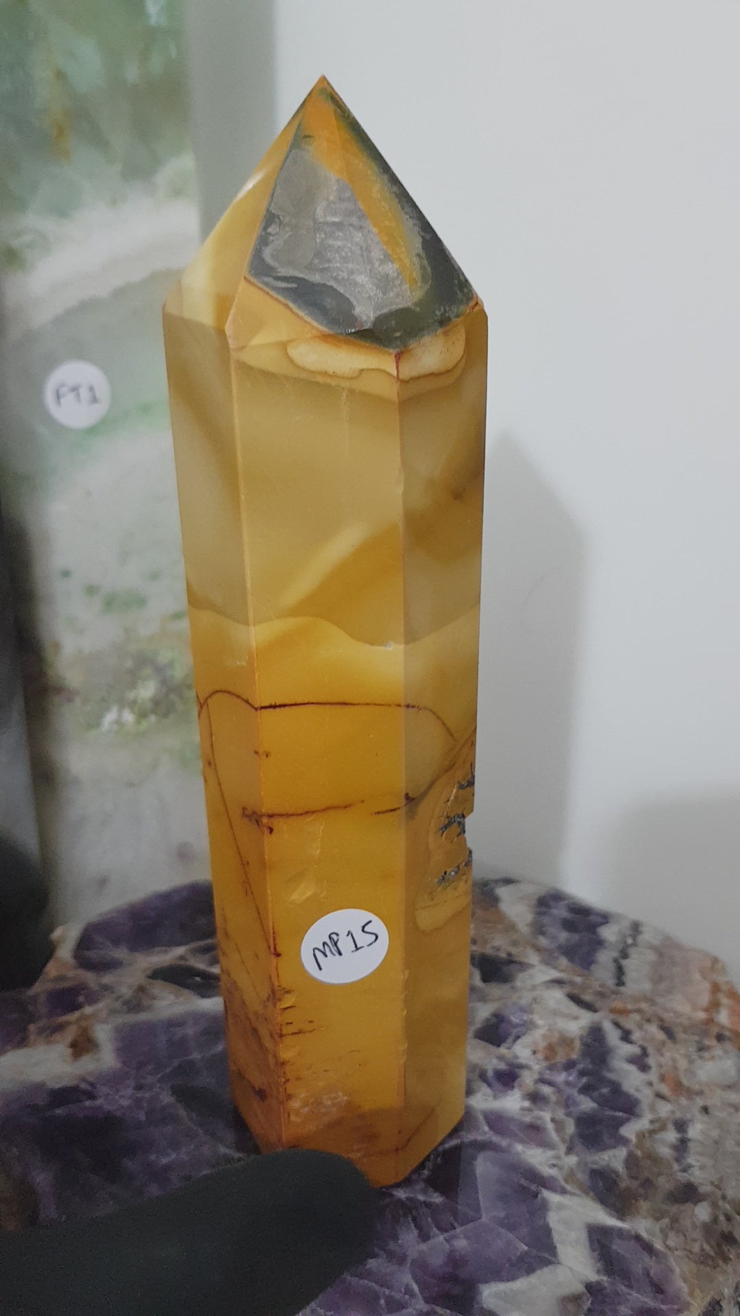 Mookaite crystal point tower polished Australian jasper standing point with natural earthy colours