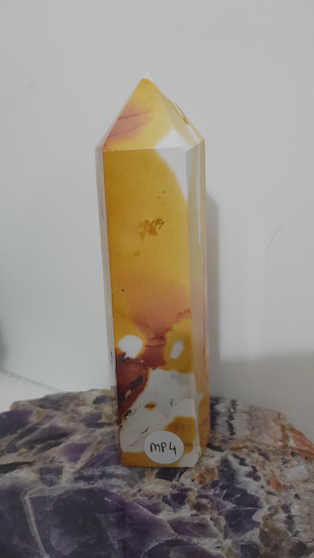 Mookaite crystal point tower polished Australian jasper standing point with natural earthy colours