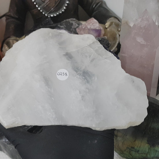 Polished Clear Quartz Crystal Slice Madagascar Display Piece 17cm