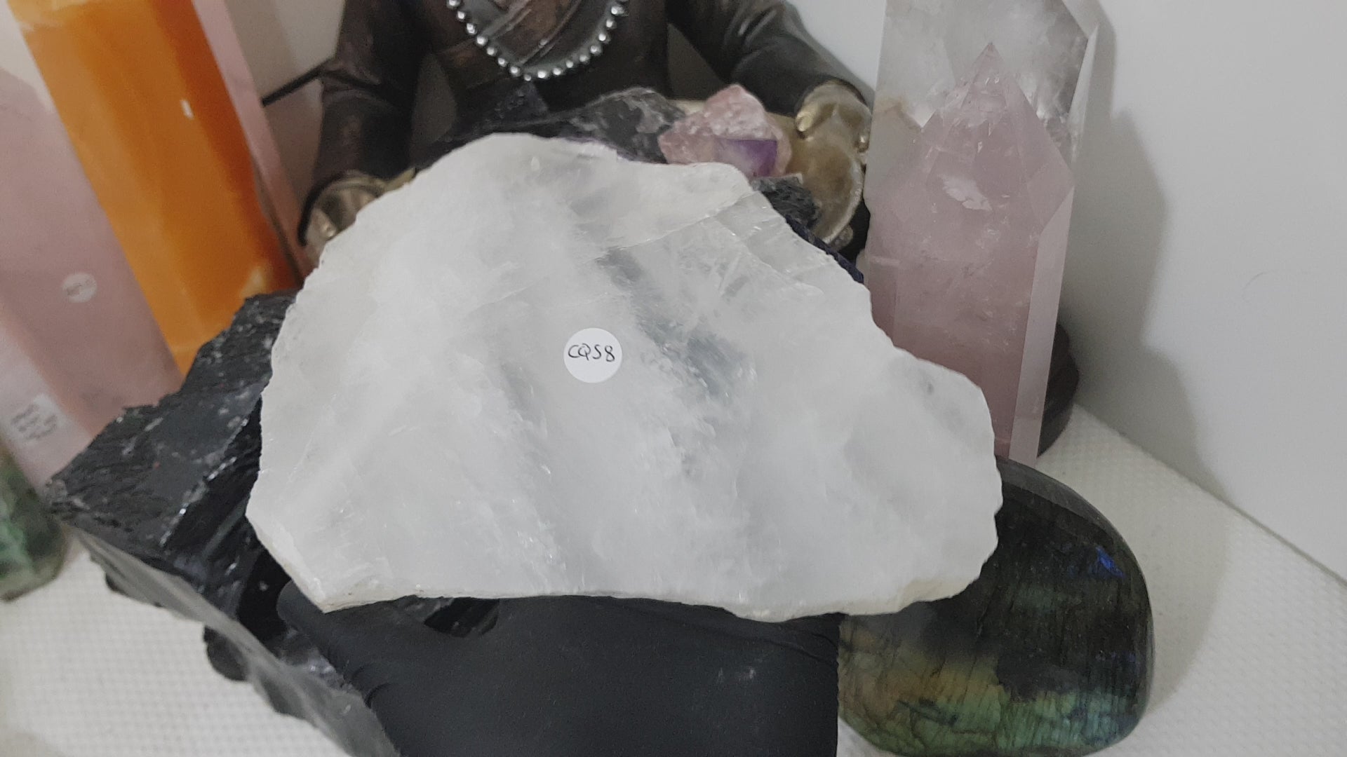 Polished Clear Quartz Crystal Slice Madagascar Display Piece 17cm