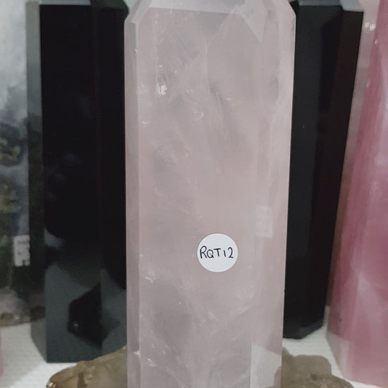 Rose Quartz crystal point tower polished standing specimen from Brazil 21.5cm