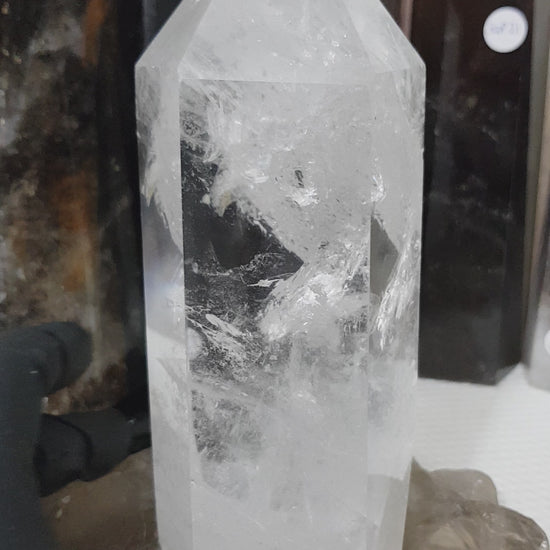 Polished Brazilian Clear quartz crystal point tower 16cm