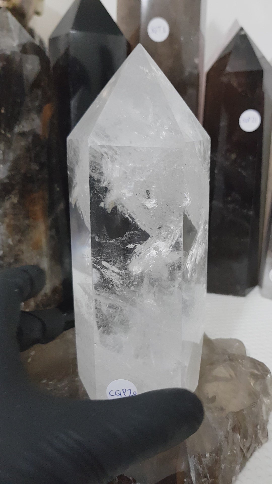 Polished Brazilian Clear quartz crystal point tower 16cm
