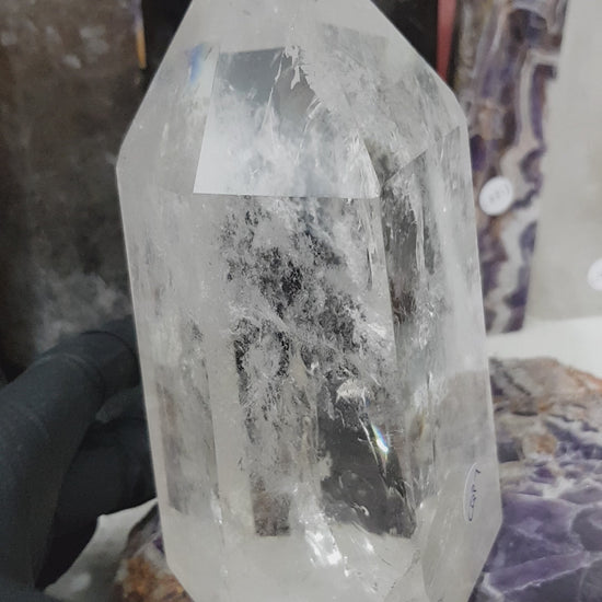Polished Brazilian Clear quartz crystal point tower 15cm