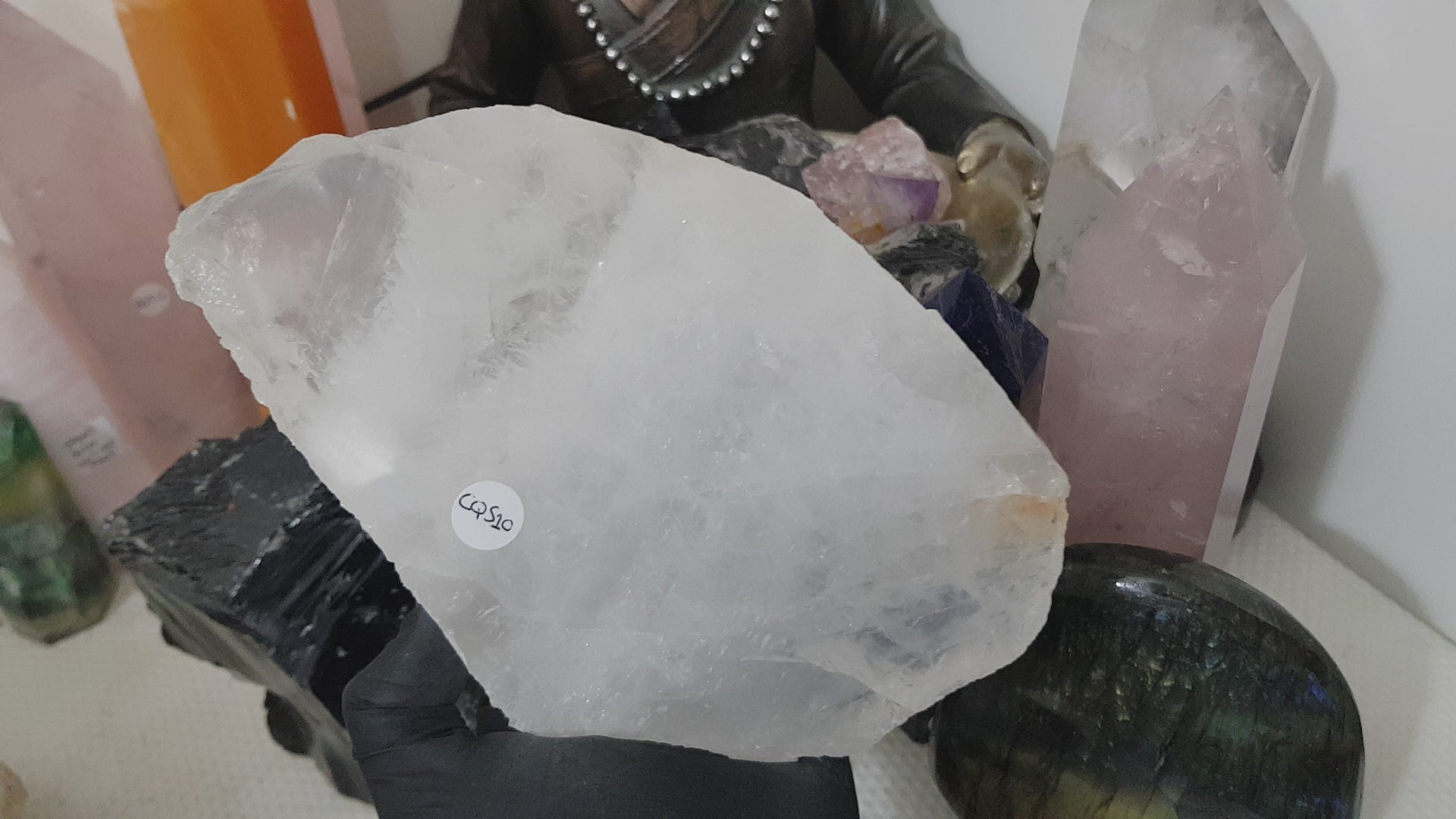 Polished Clear Quartz Crystal Slice Madagascar Display Piece 19.5cm