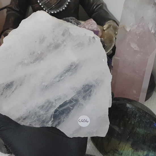 Polished Clear Quartz Crystal Slice Madagascar Display Piece 16.5cm