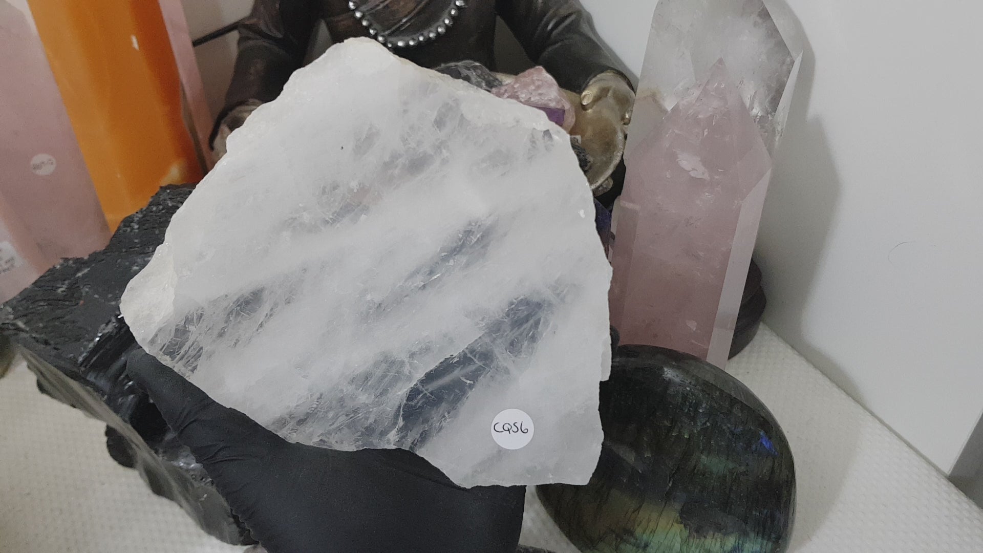 Polished Clear Quartz Crystal Slice Madagascar Display Piece 16.5cm